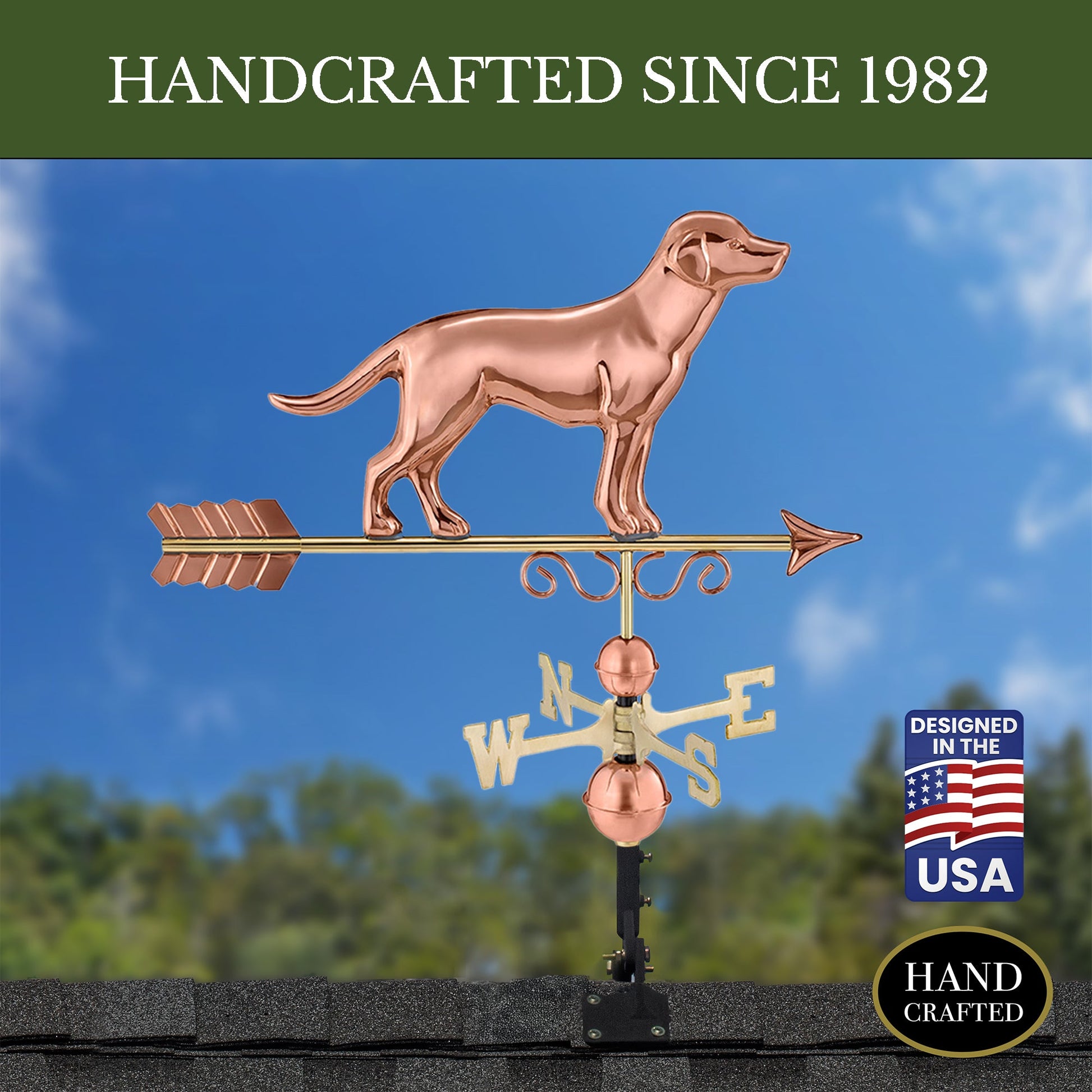 Labrador Retriever Weathervane - Pure Copper - Good Directions