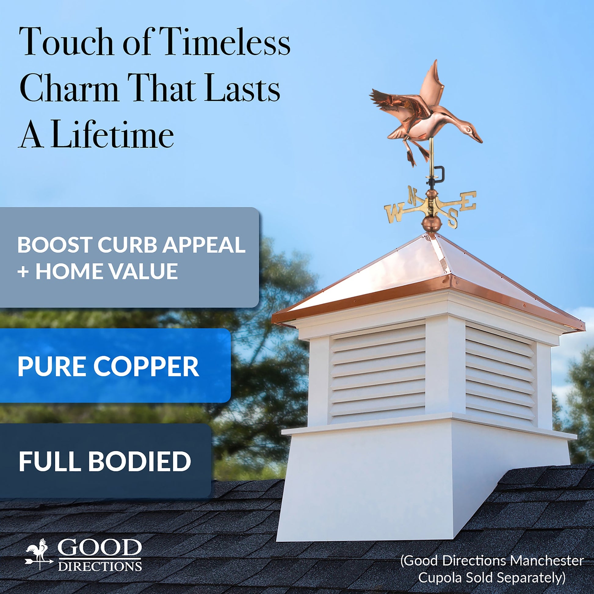 Landing Duck Cottage Weathervane - Good Directions