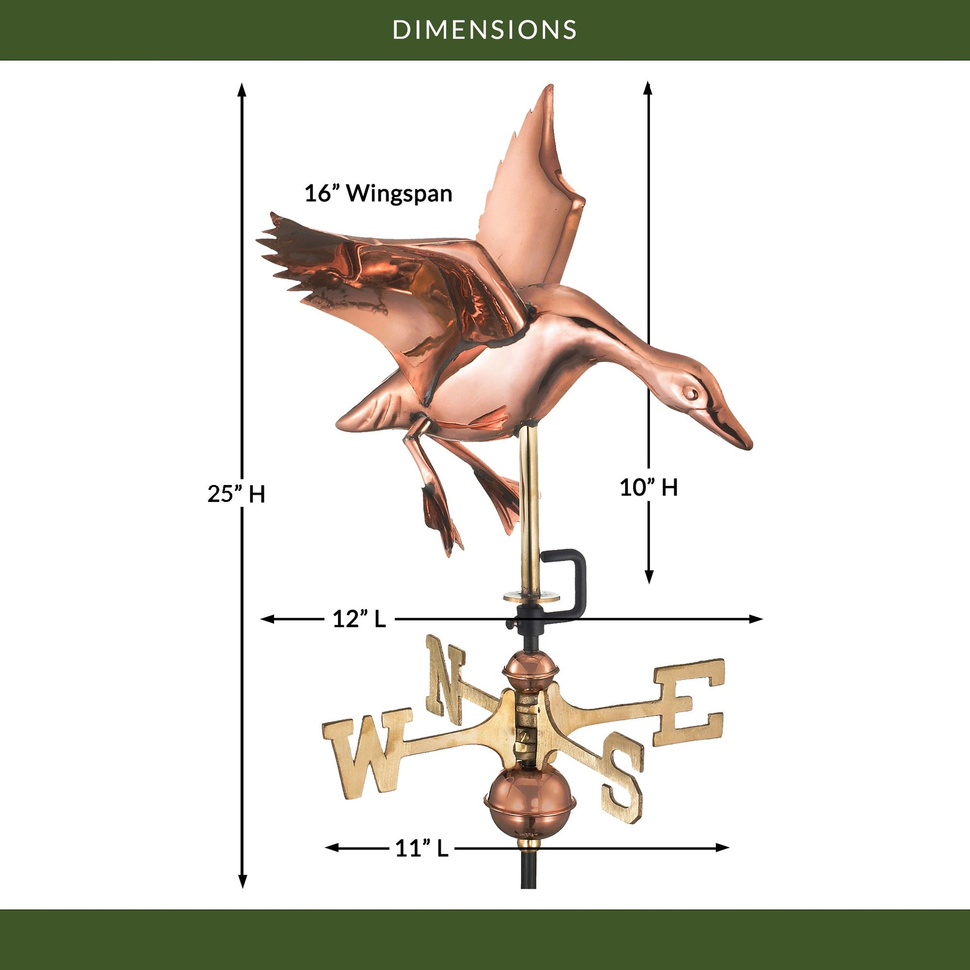 Landing Duck Cottage Weathervane - Good Directions