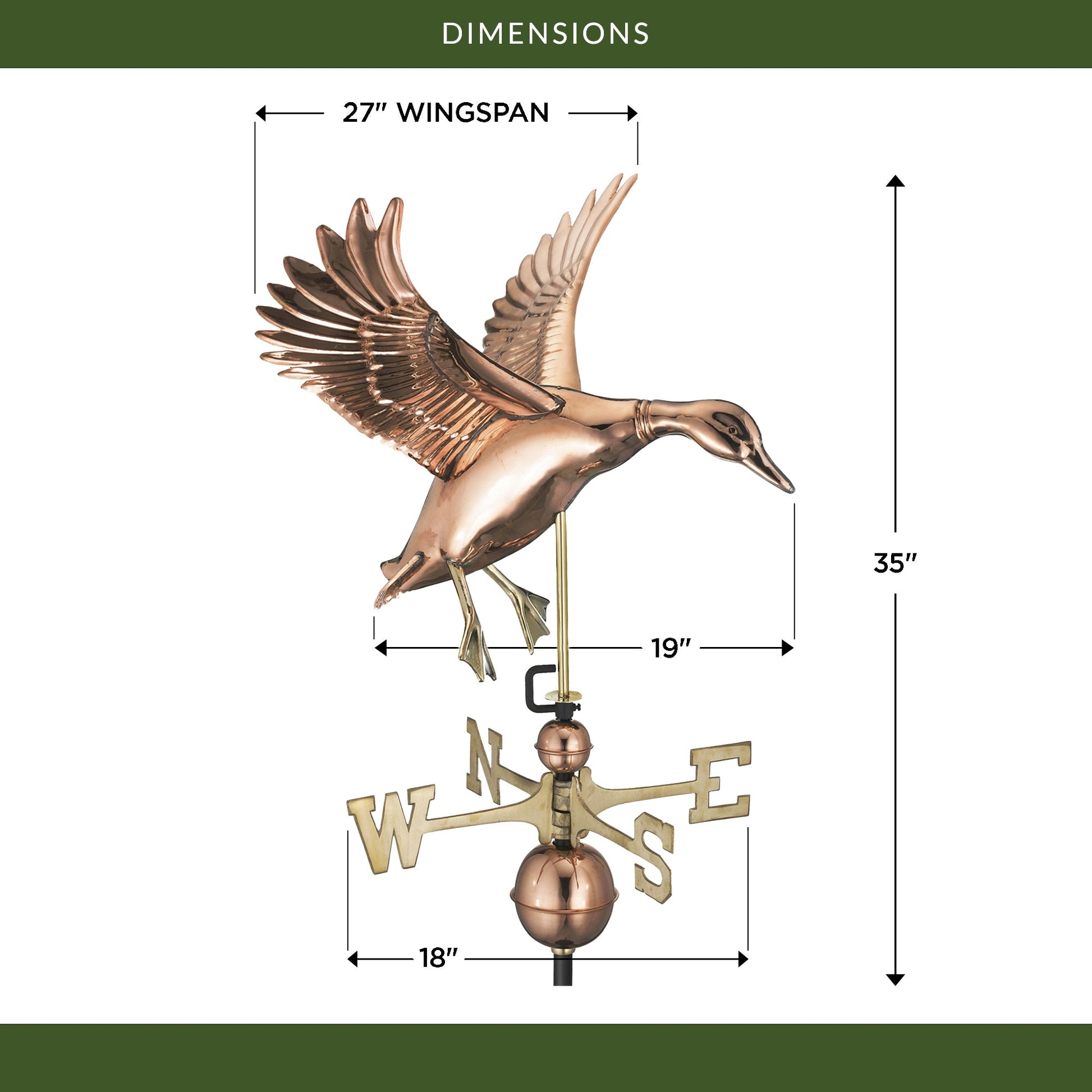Landing Duck Weathervane - Good Directions