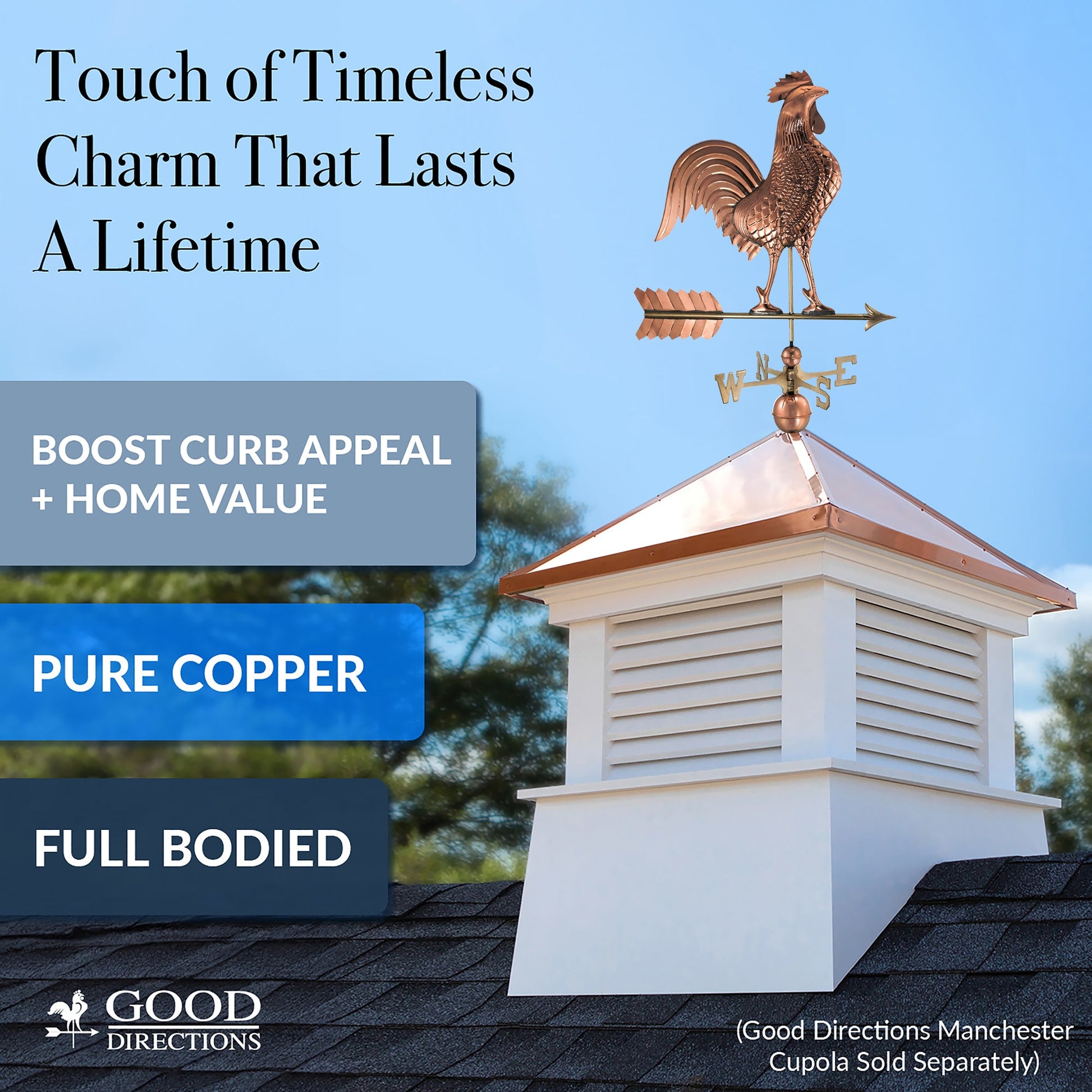 Large Rooster Weathervane - Good Directions