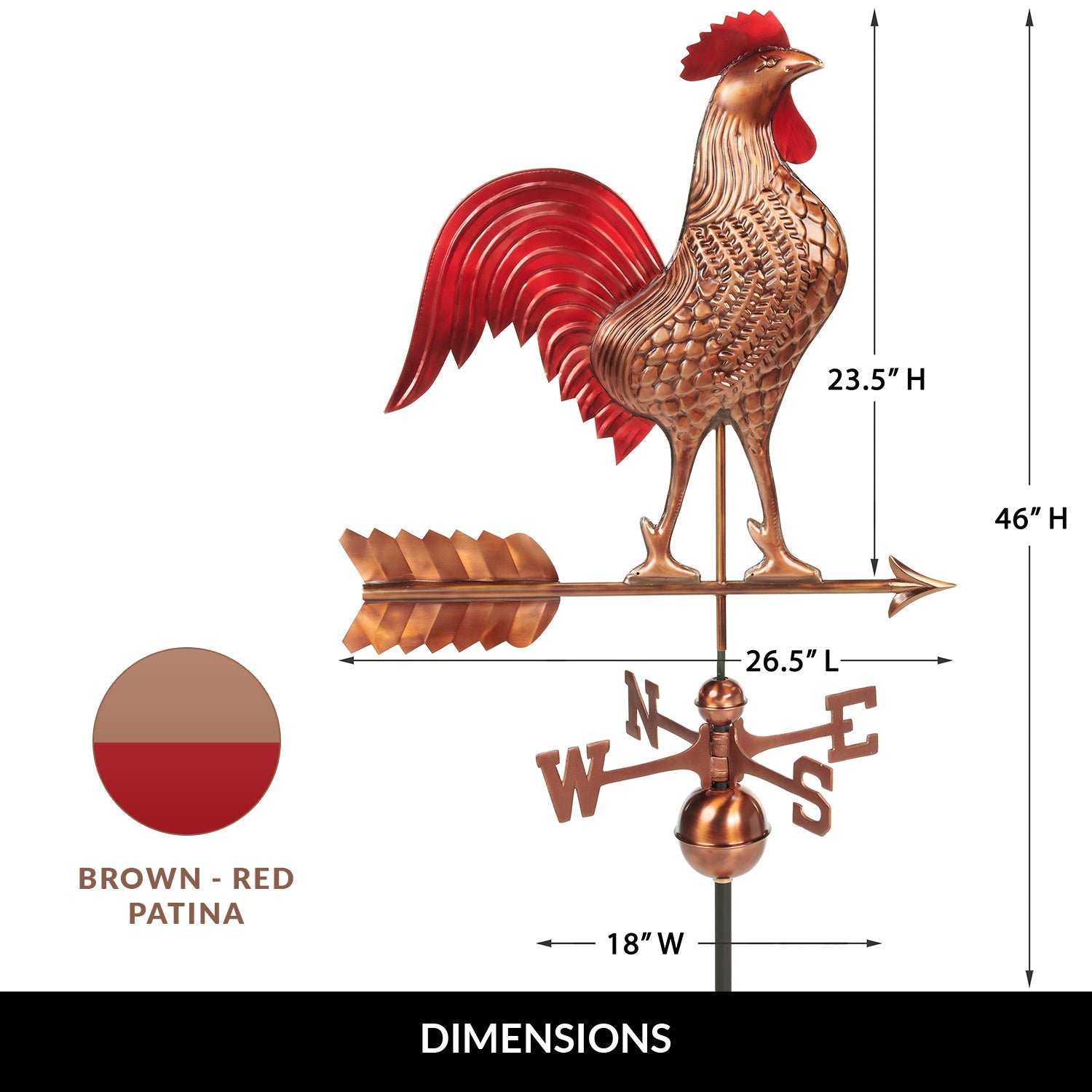 Large Rooster Weathervane - Good Directions