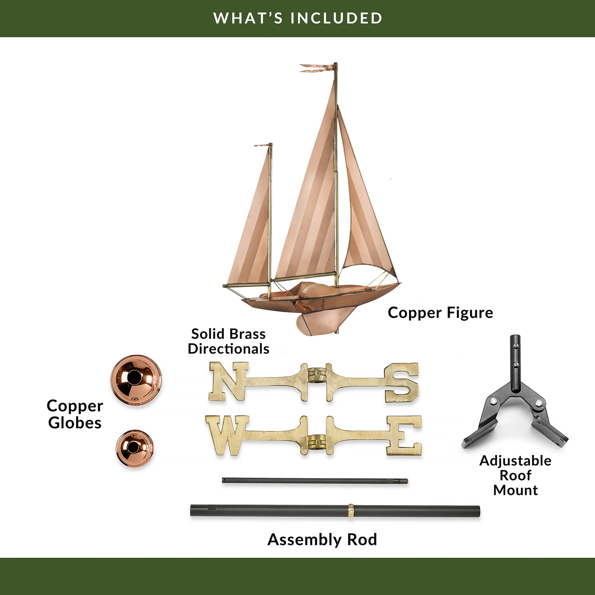 Large Sailboat Weathervane - Good Directions