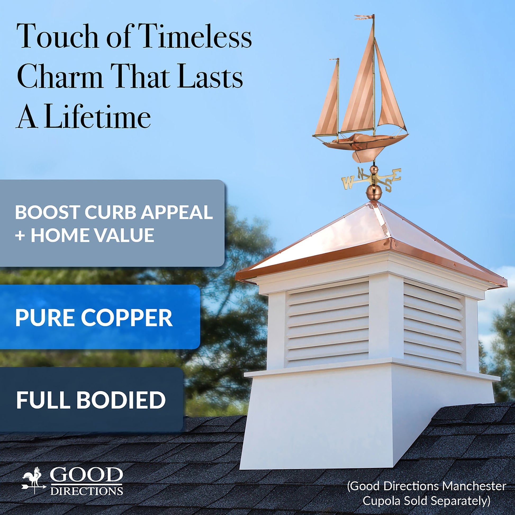 Large Sailboat Weathervane - Good Directions