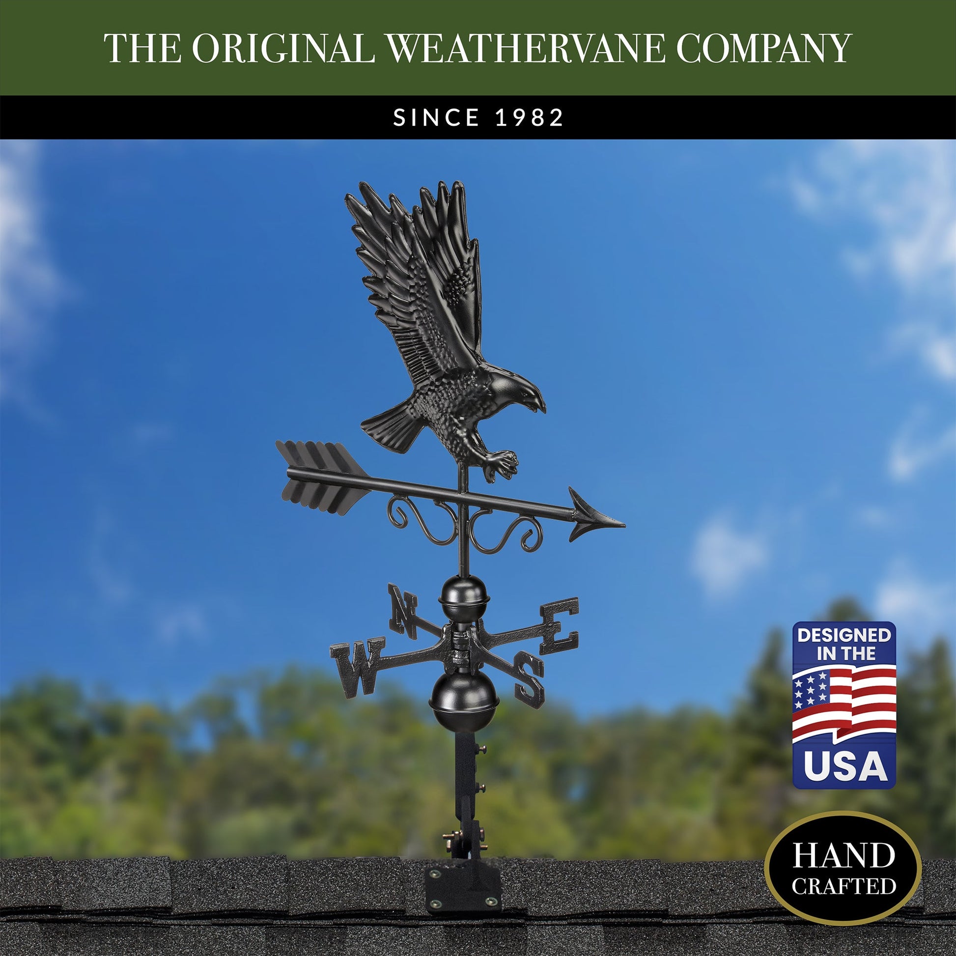 Majestic Eagle Weathervane - Matte Black Copper - Good Directions