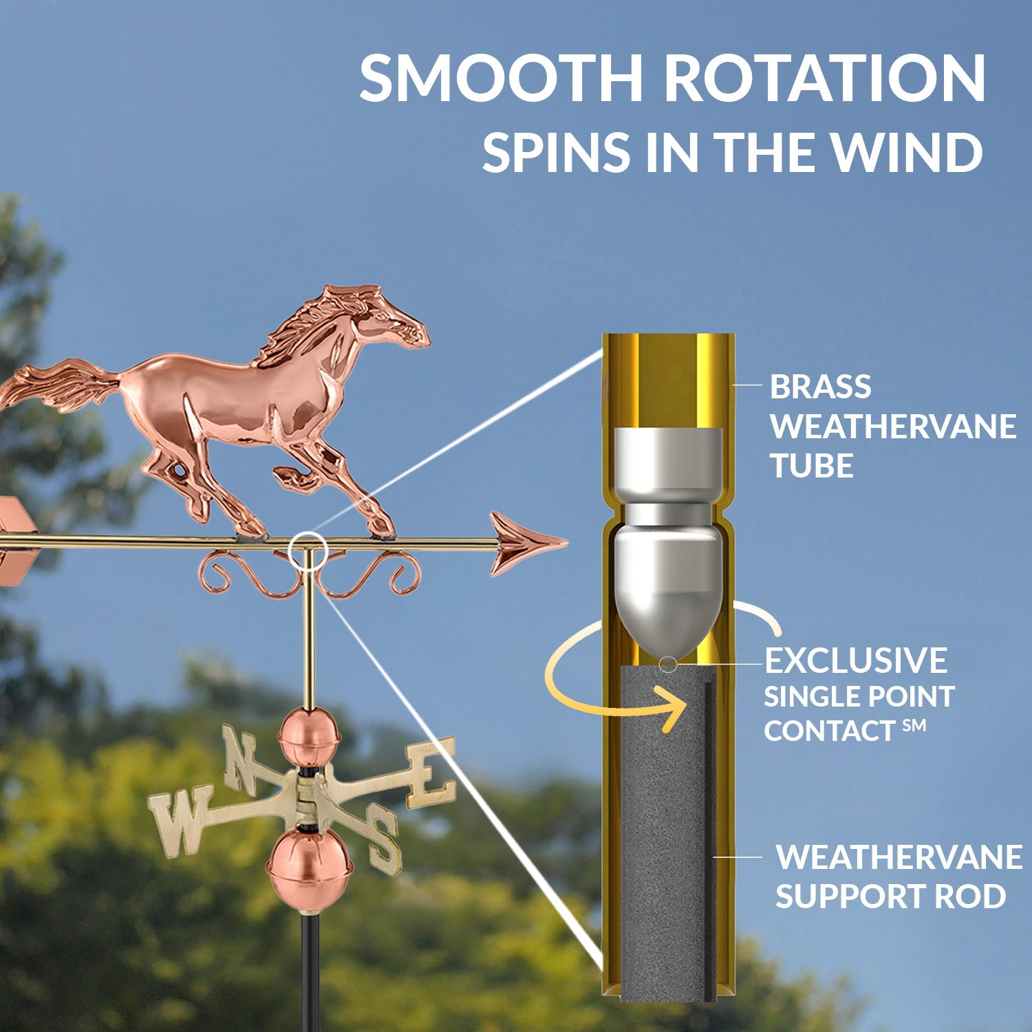 Majestic Horse Weathervane - Pure Copper - Good Directions