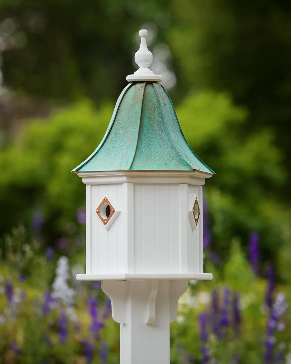 Meadow Bird House – Aged Copper Roof & Polished Copper Frames - Good Directions