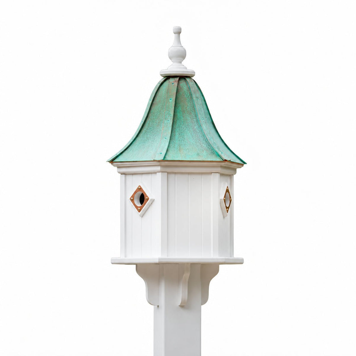 Meadow Bird House – Aged Copper Roof & Polished Copper Frames - Good Directions