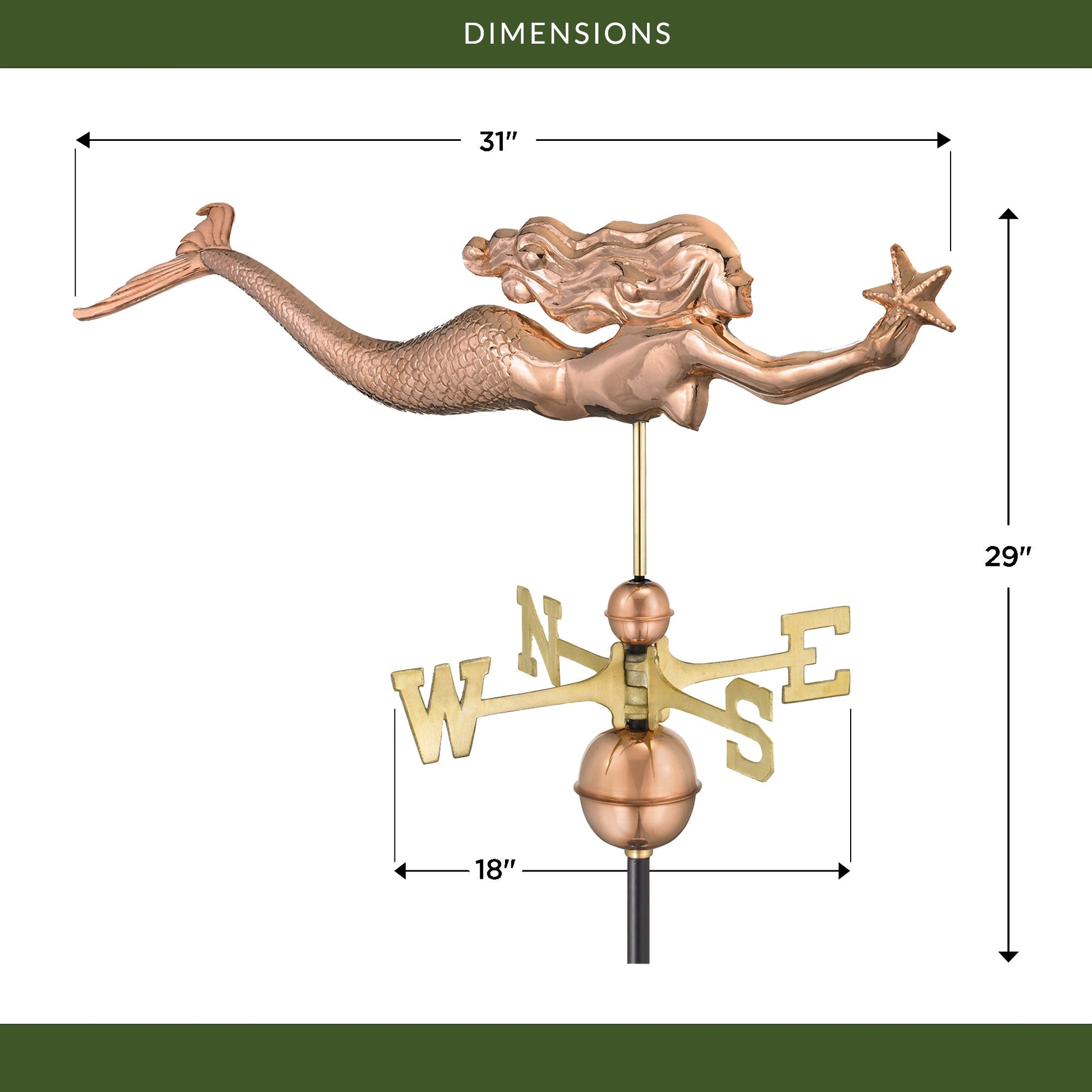 Mermaid with Starfish Weathervane - Good Directions