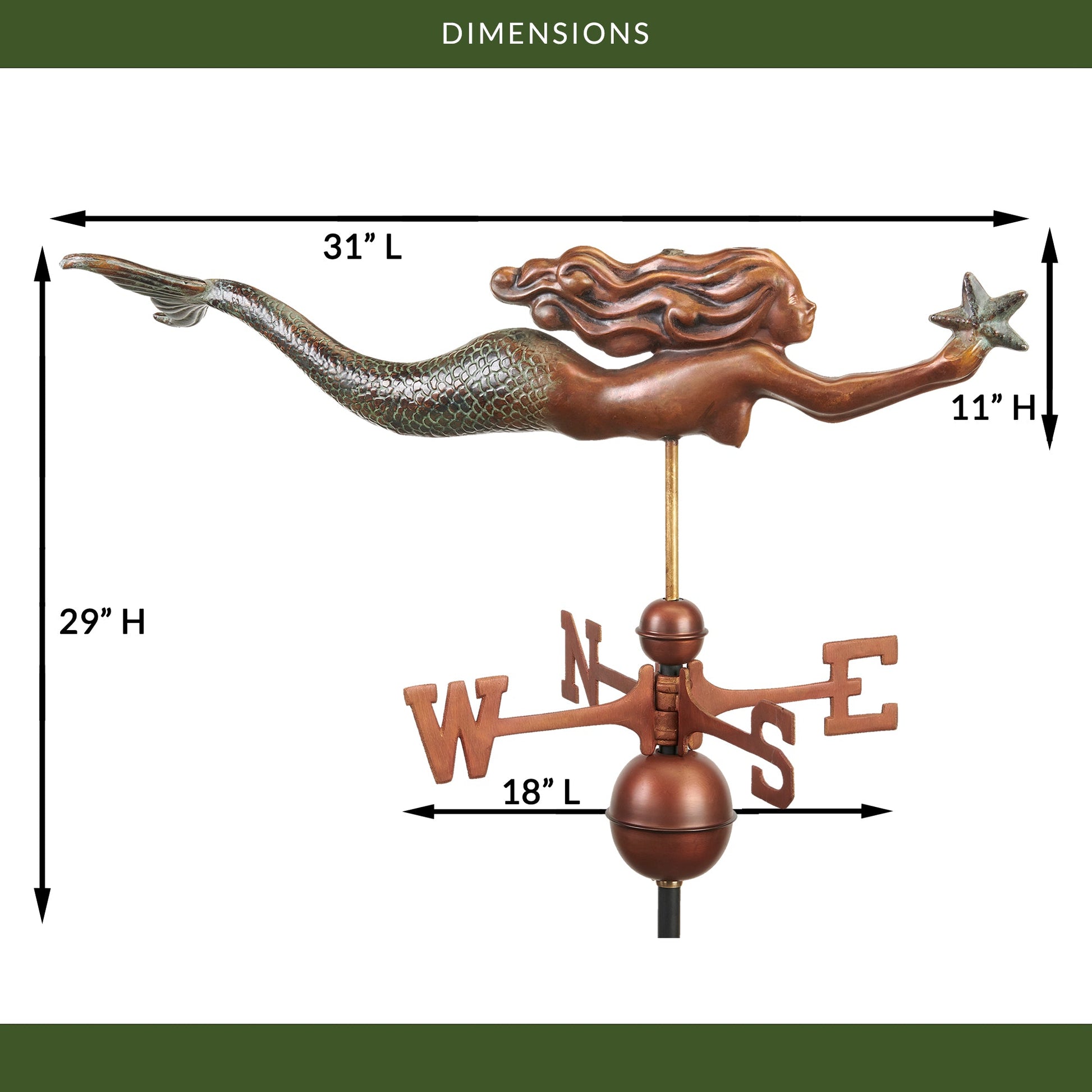 Mermaid with Starfish Weathervane - Good Directions