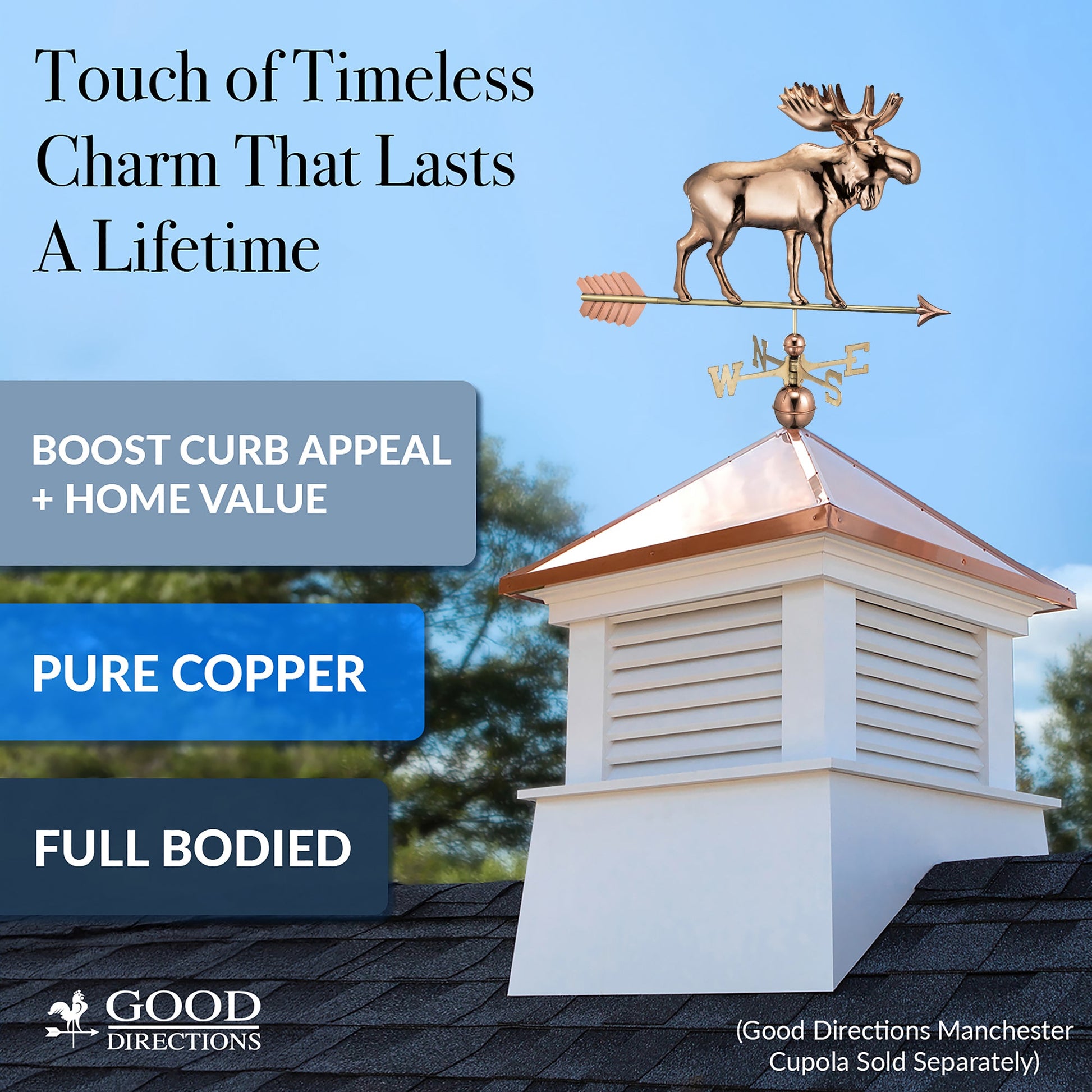 Moose Weathervane with Arrow - Good Directions