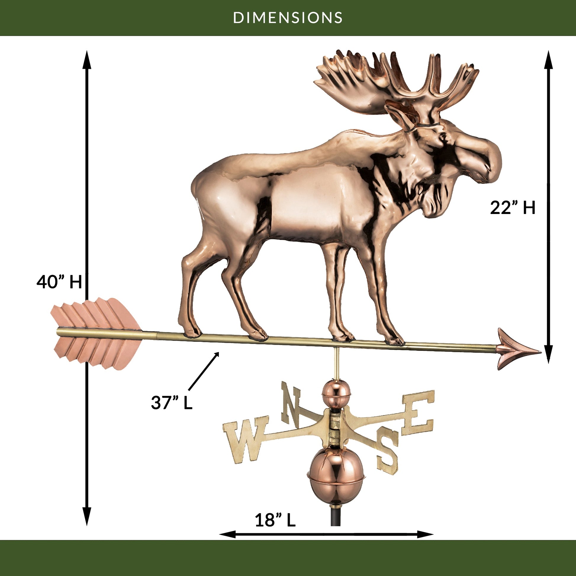 Moose Weathervane with Arrow - Good Directions