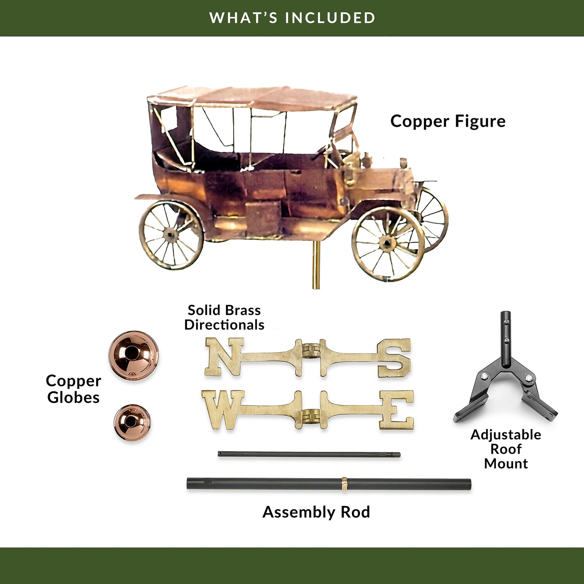 Old Tyme Car Weathervane - Good Directions