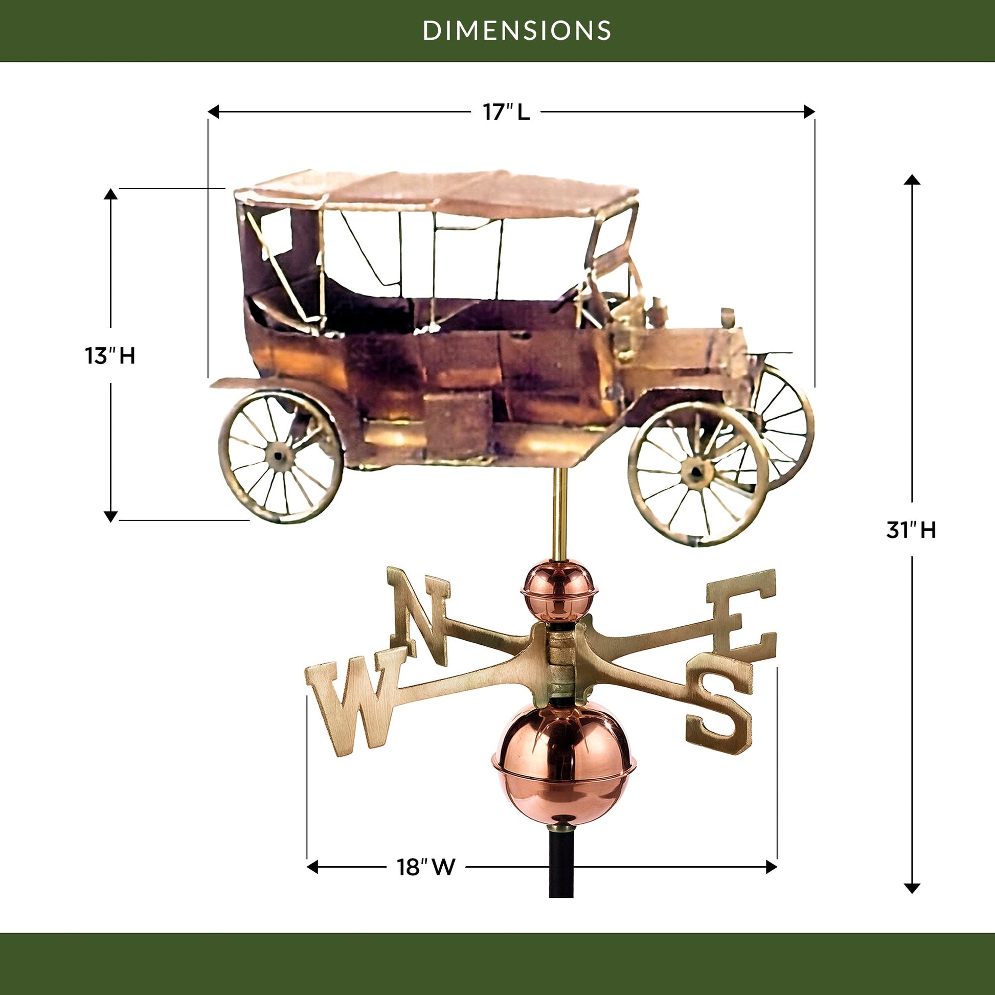 Old Tyme Car Weathervane - Good Directions
