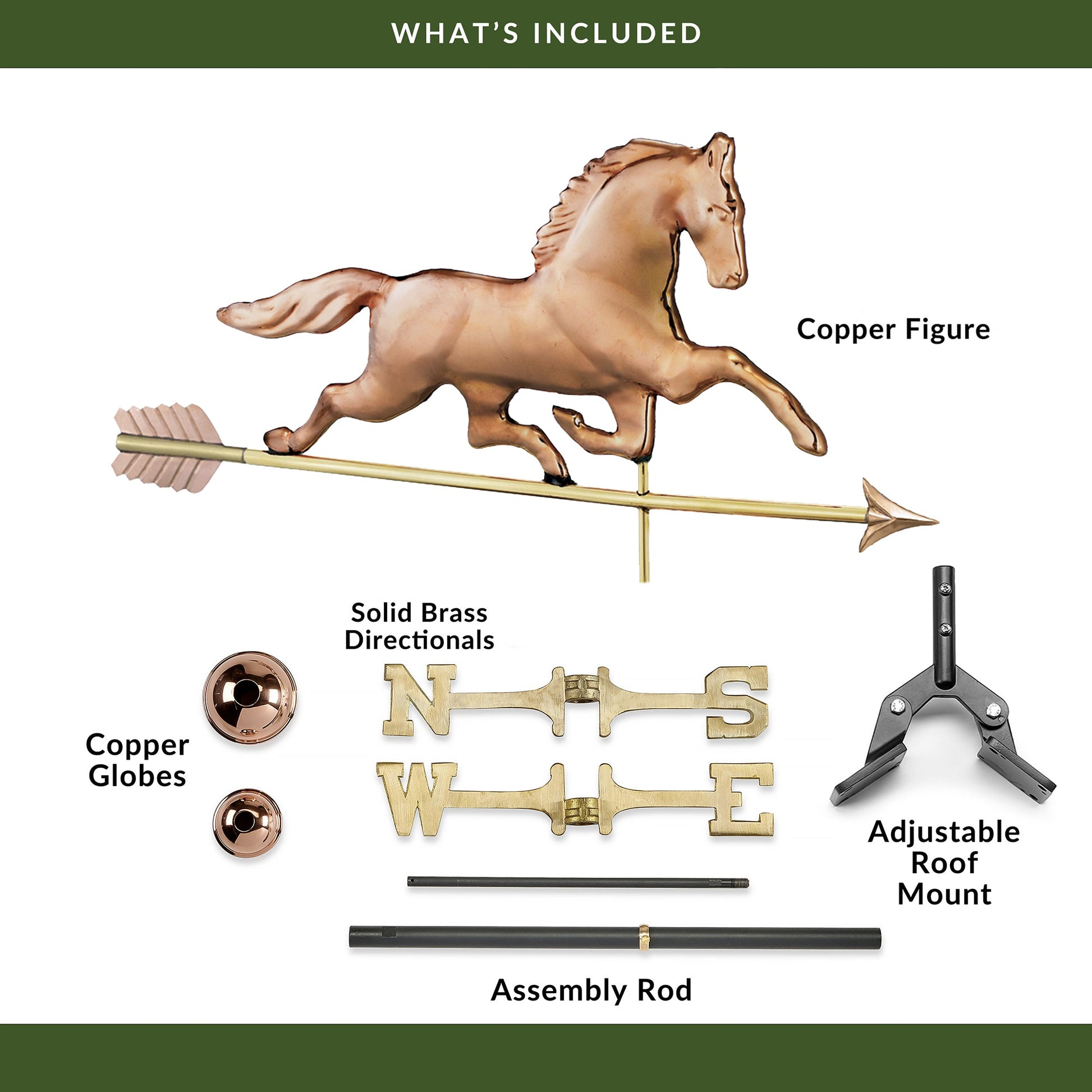 Patchen Horse Weathervane with Arrow - Good Directions