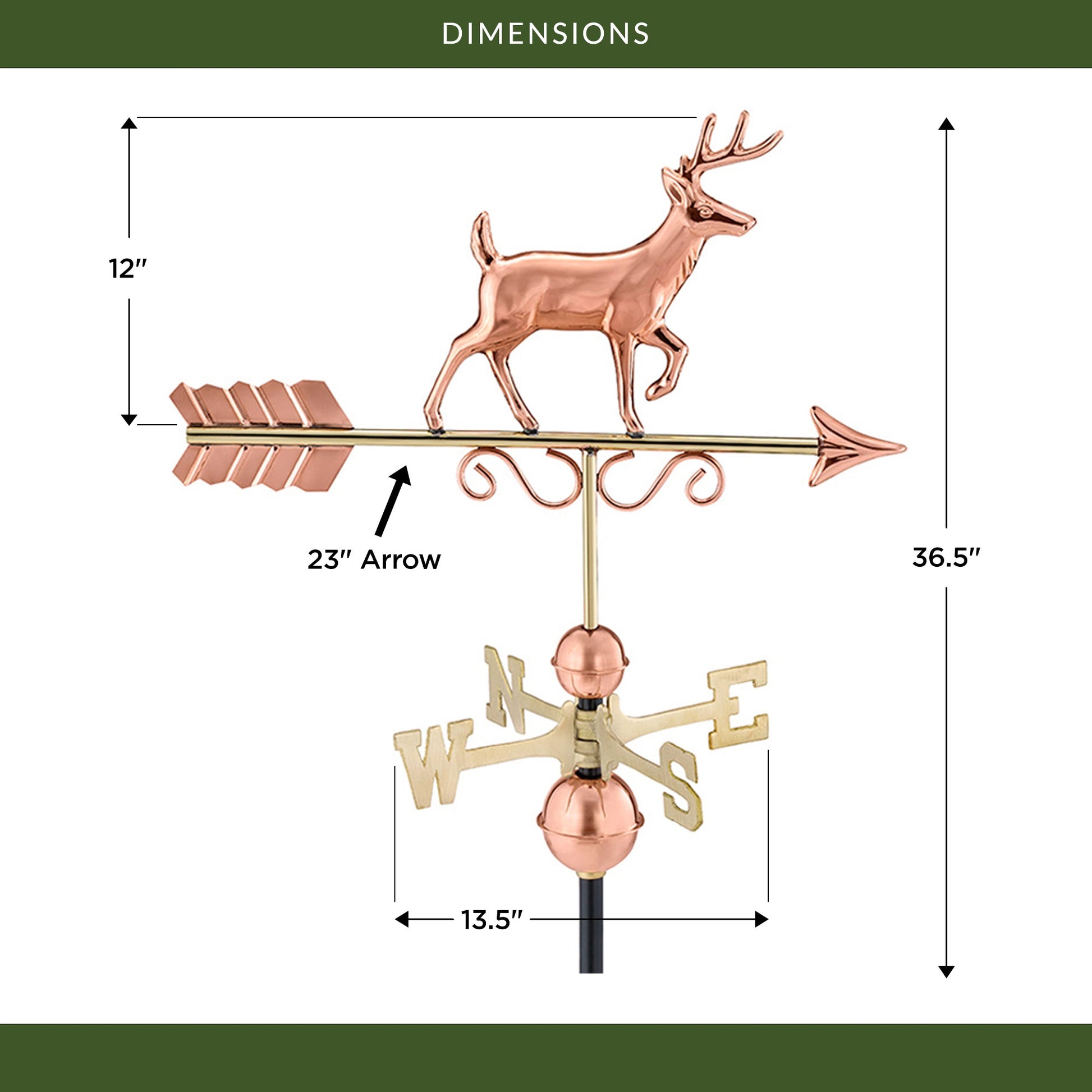 Proud Buck Weathervane - Pure Copper - Good Directions