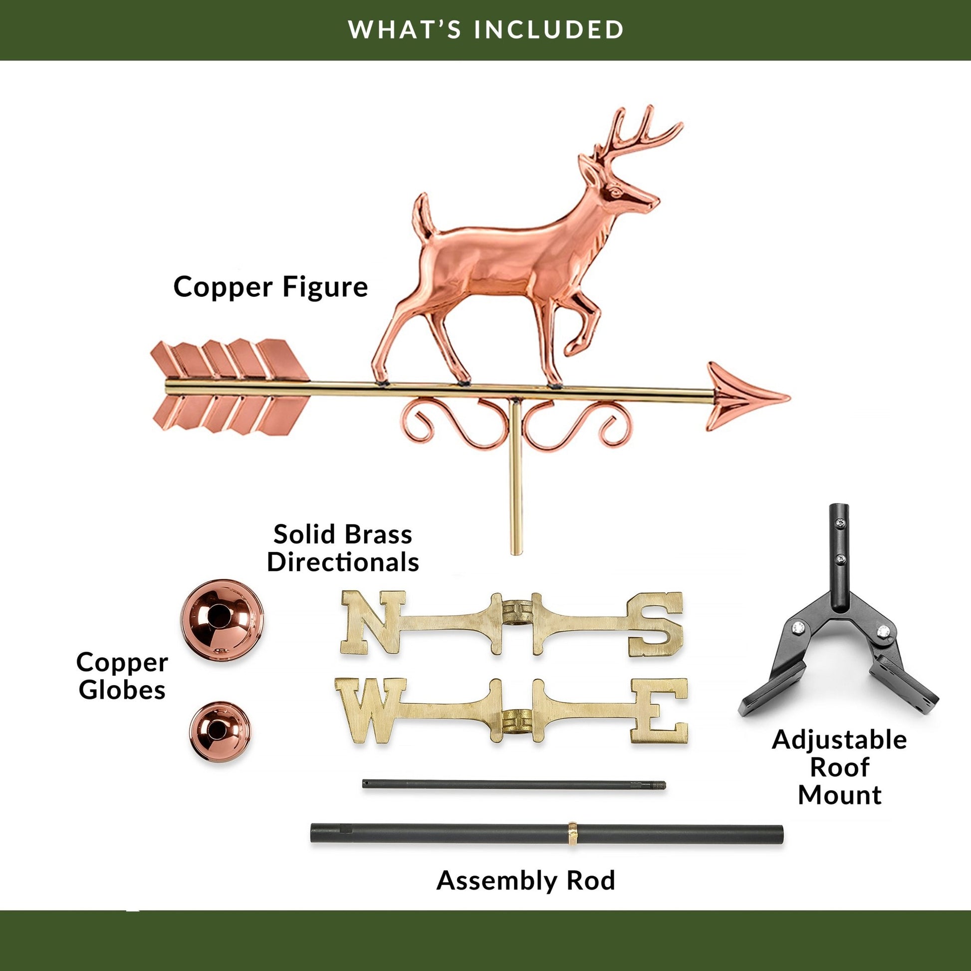 Proud Buck Weathervane - Pure Copper - Good Directions