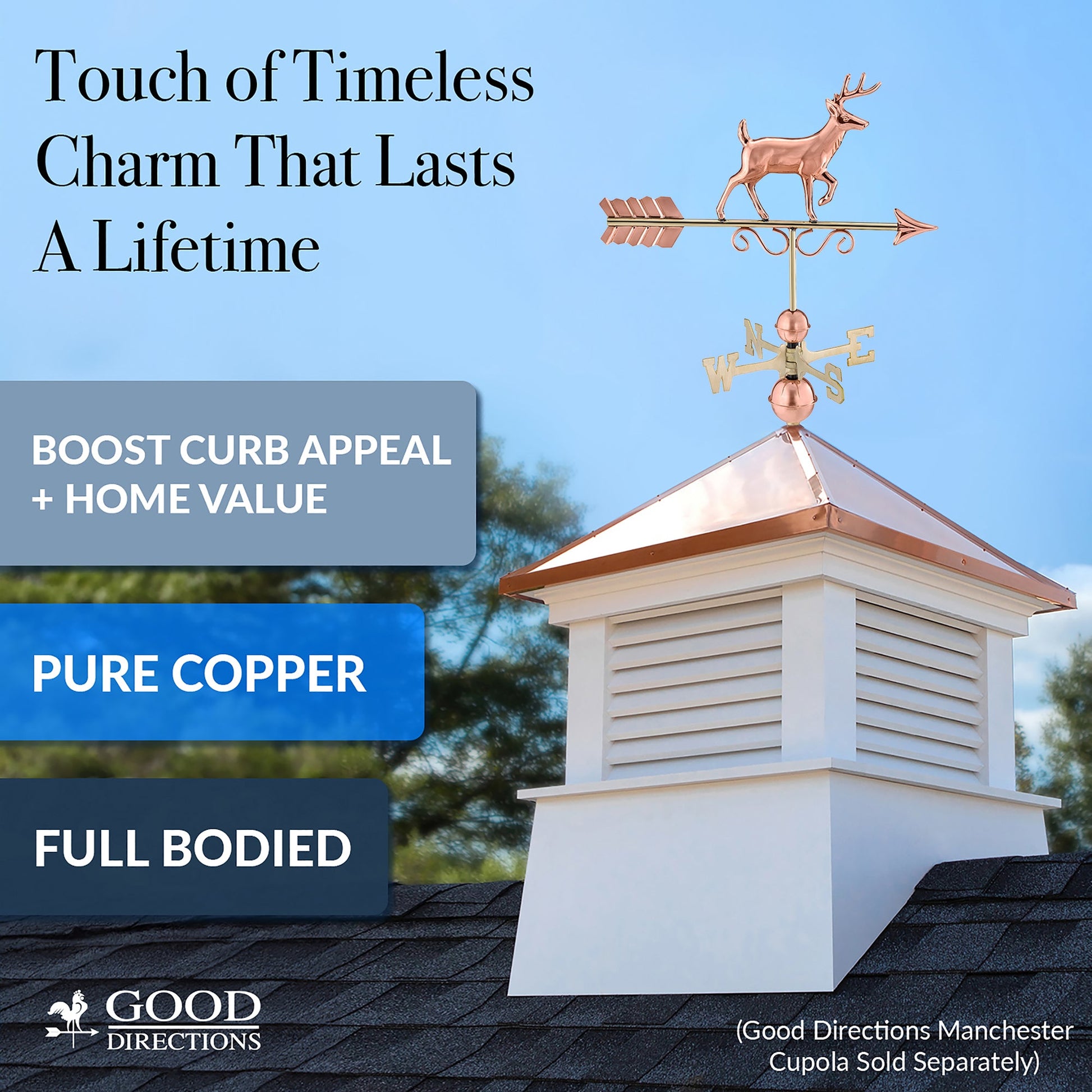 Proud Buck Weathervane - Pure Copper - Good Directions