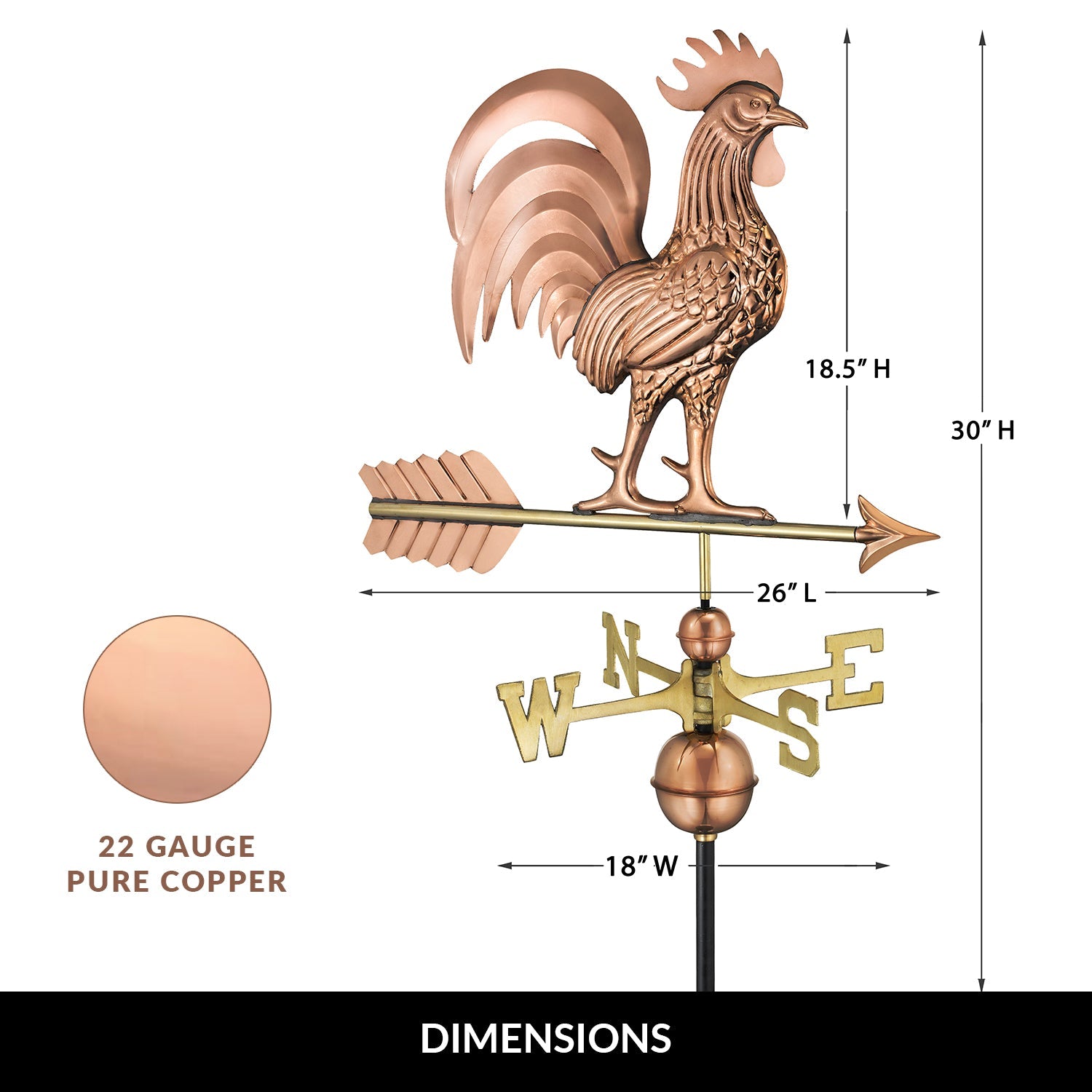 Proud Rooster Weathervane - Good Directions