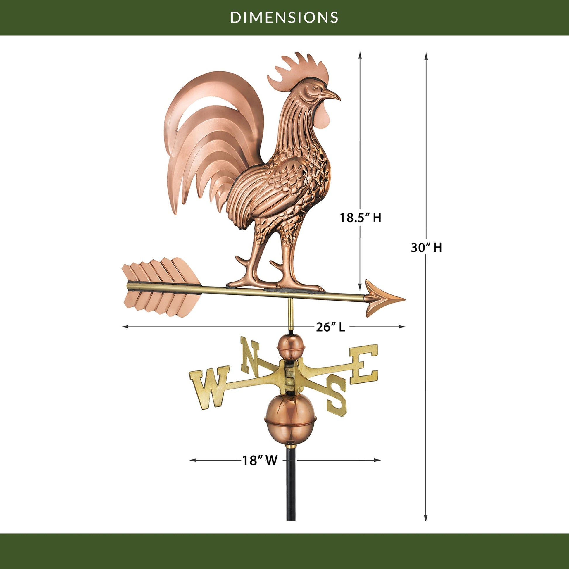 Proud Rooster Weathervane - Good Directions