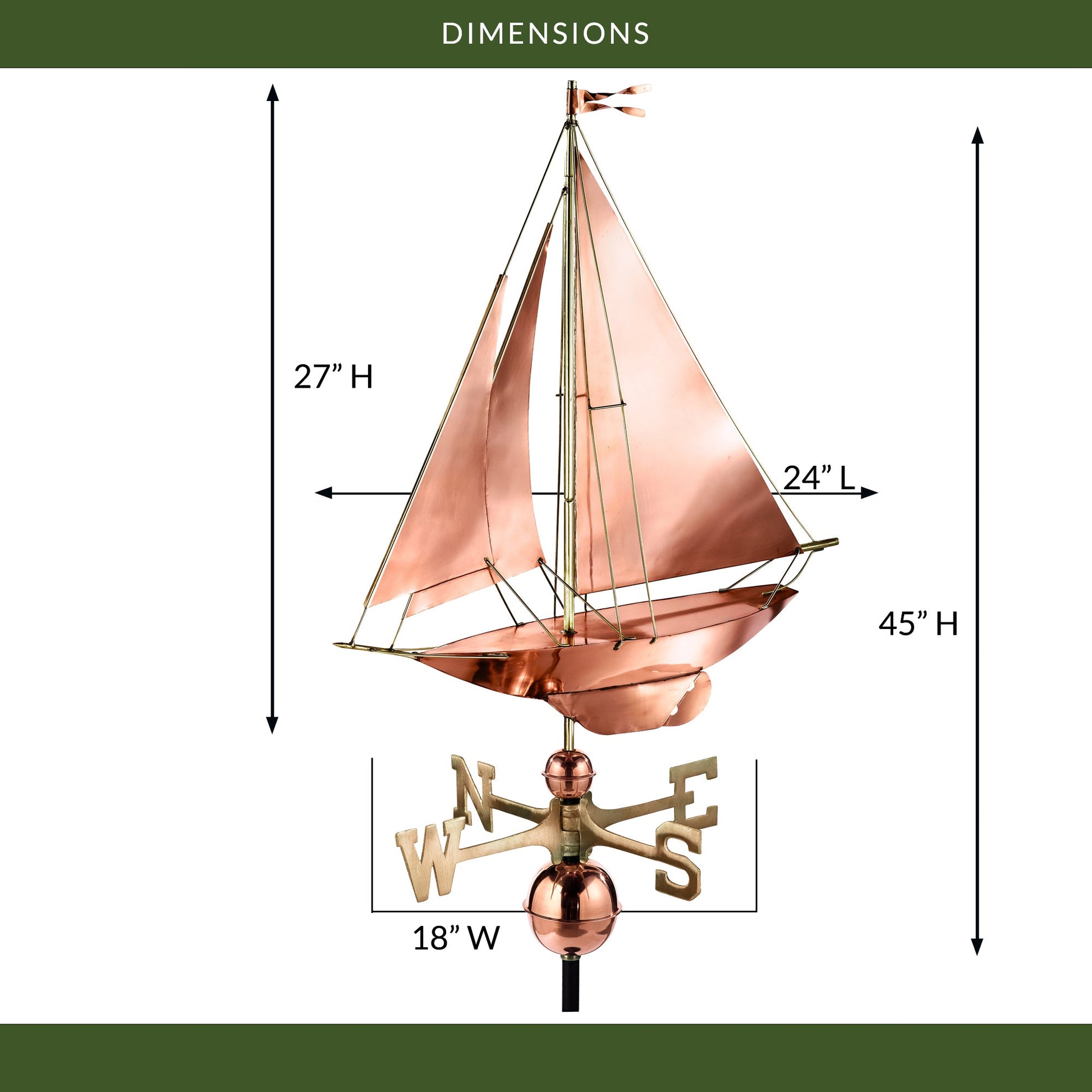 Racing Sloop Weathervane - Good Directions