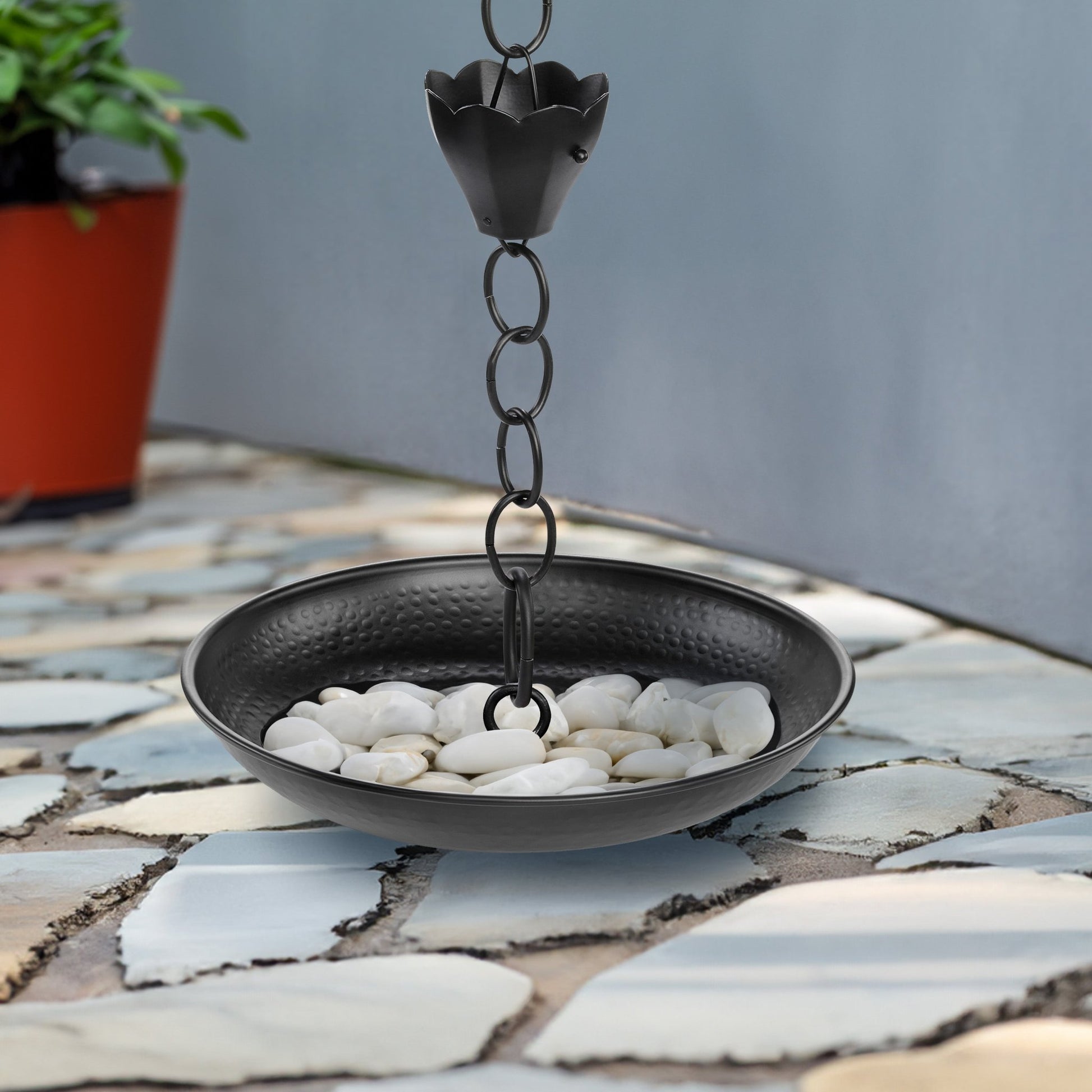 Rain Chain Basin Black - 16.5 in. Diameter - Good Directions