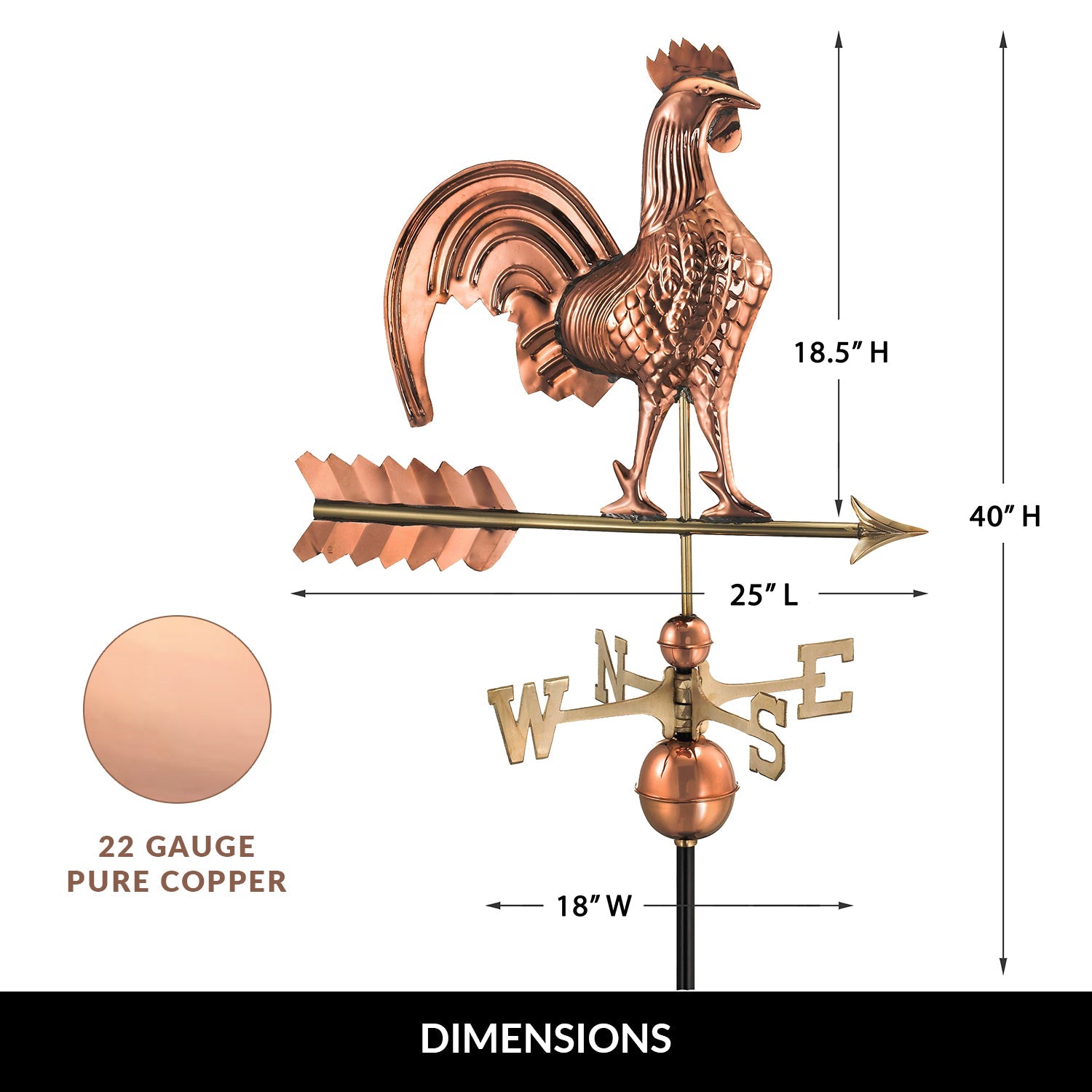 Rooster Weathervane - Good Directions