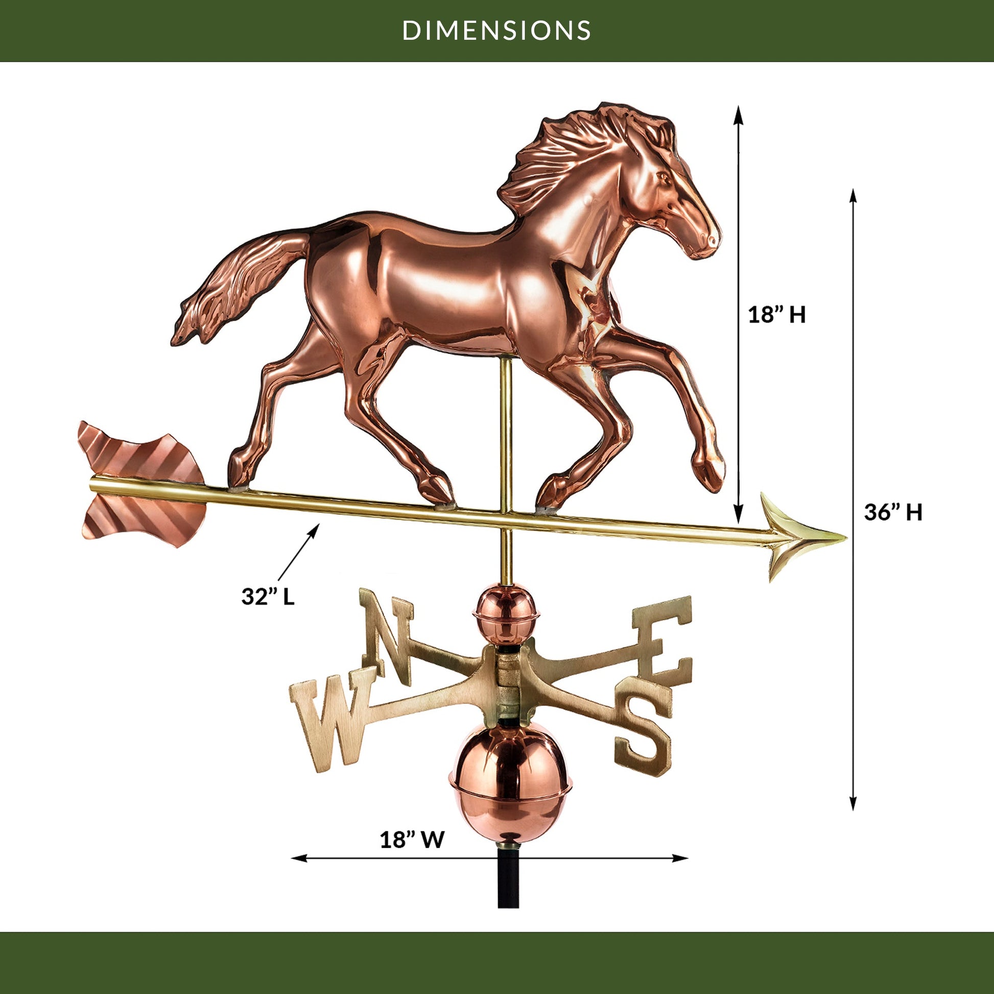 Smithsonian Running Horse Weathervane - Good Directions