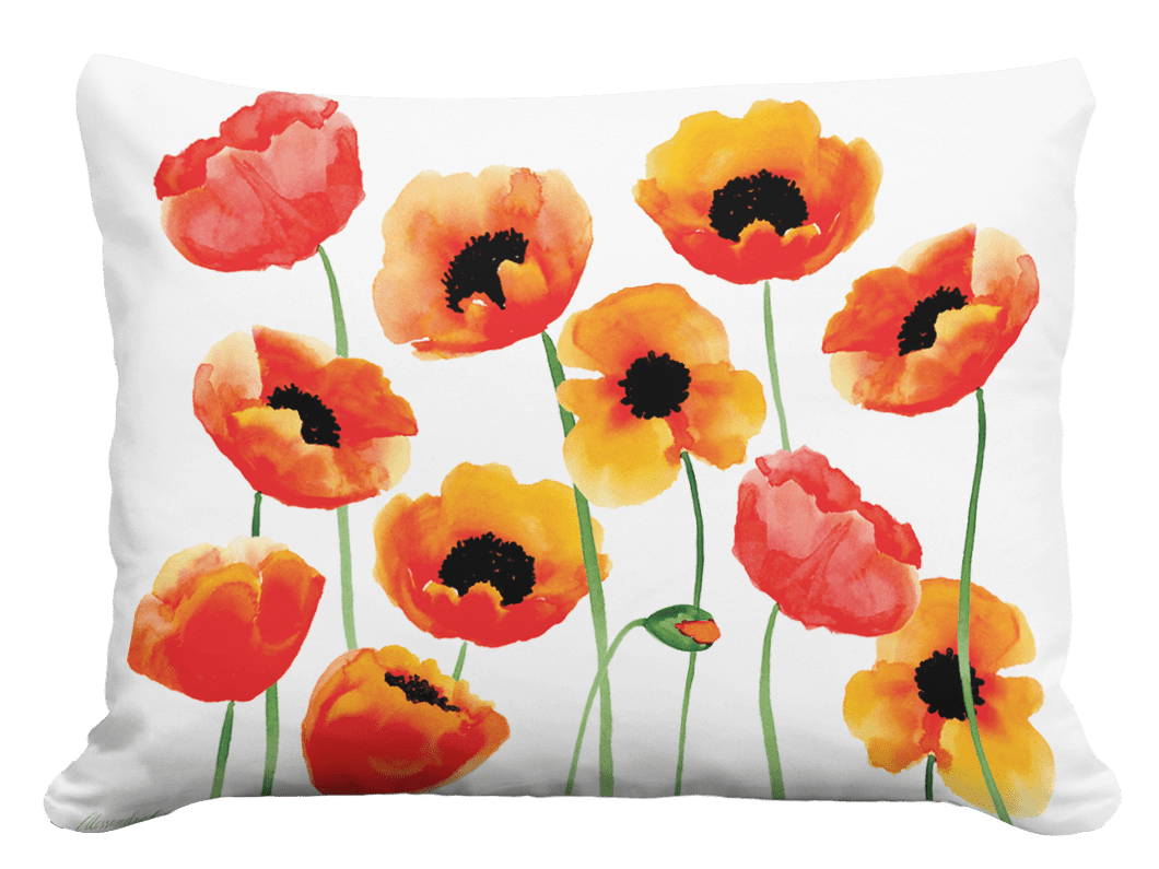 Sorbet Stripe & Poppy Floral Pillow Bundle - Indoor & Outdoor Accent - Good Directions