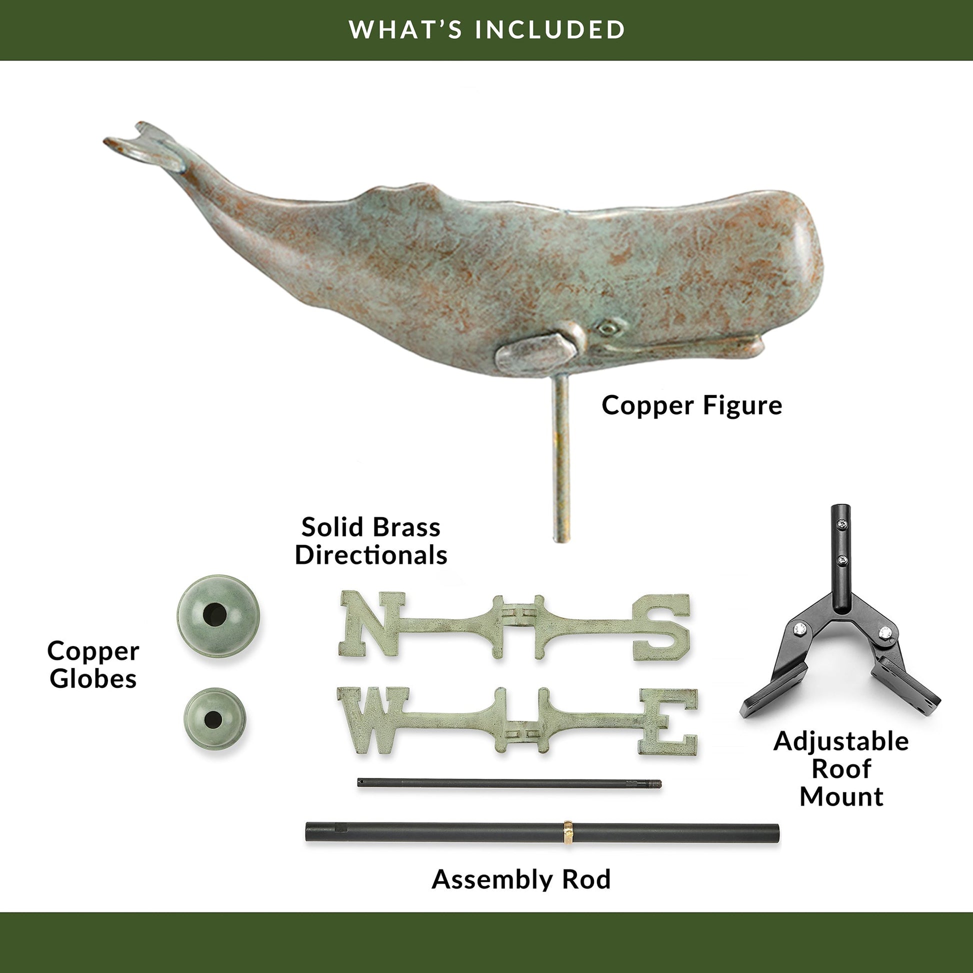 Sperm Whale Weathervane - Blue Verde Copper - Good Directions