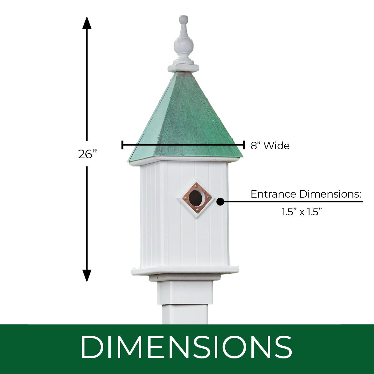 Spire Bird House — Aged Copper Roof - Good Directions