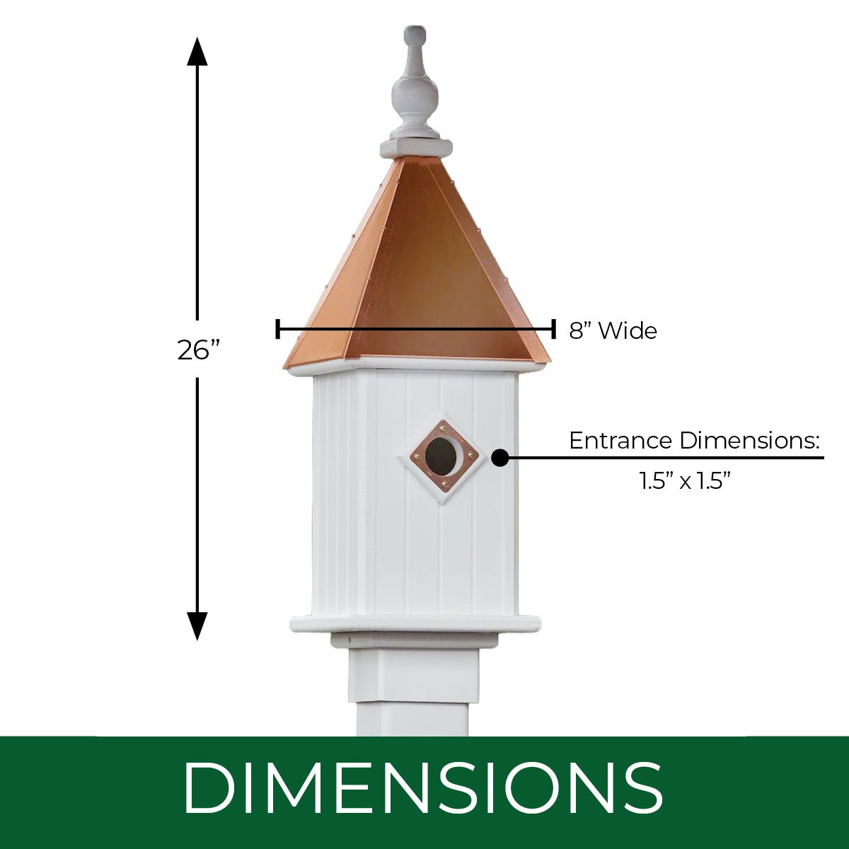 Spire Bird House — Polished Copper Roof - Good Directions