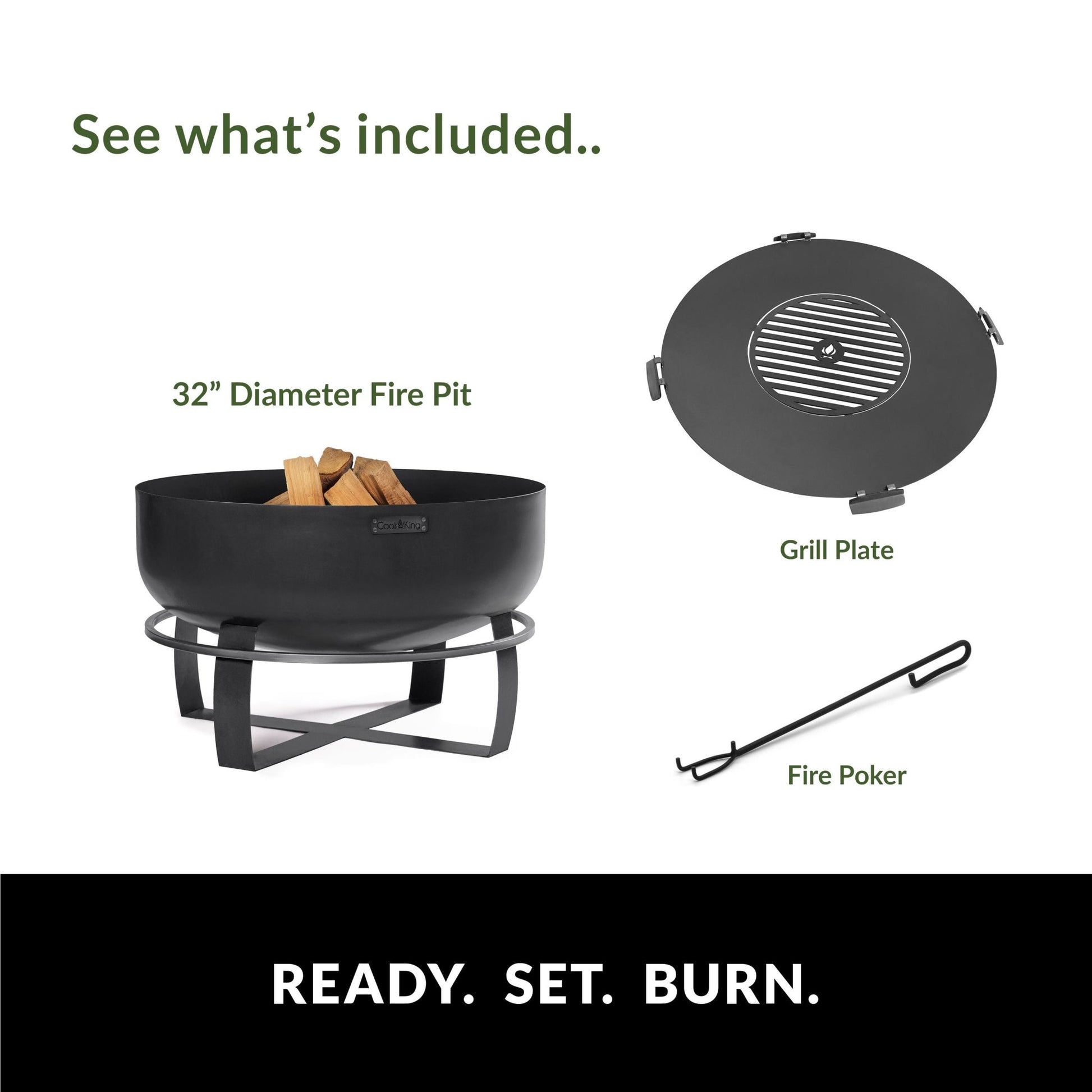 Ignition 32" XXL Fire Pit with Grill Plate - Good Directions