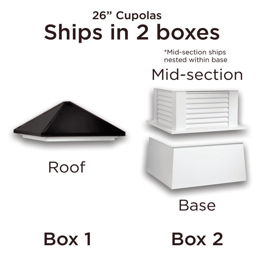 Westport Vinyl Cupola with Black Aluminum Roof - Good Directions