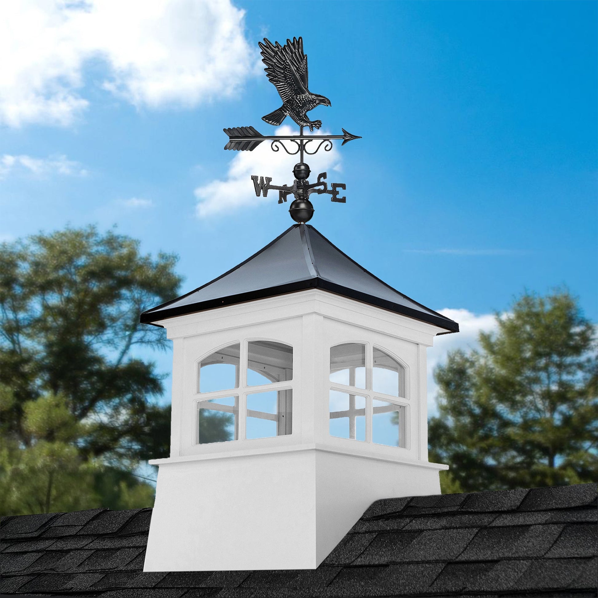Windsor Vinyl Cupola Set – Black Aluminum Roof & Eagle - Good Directions