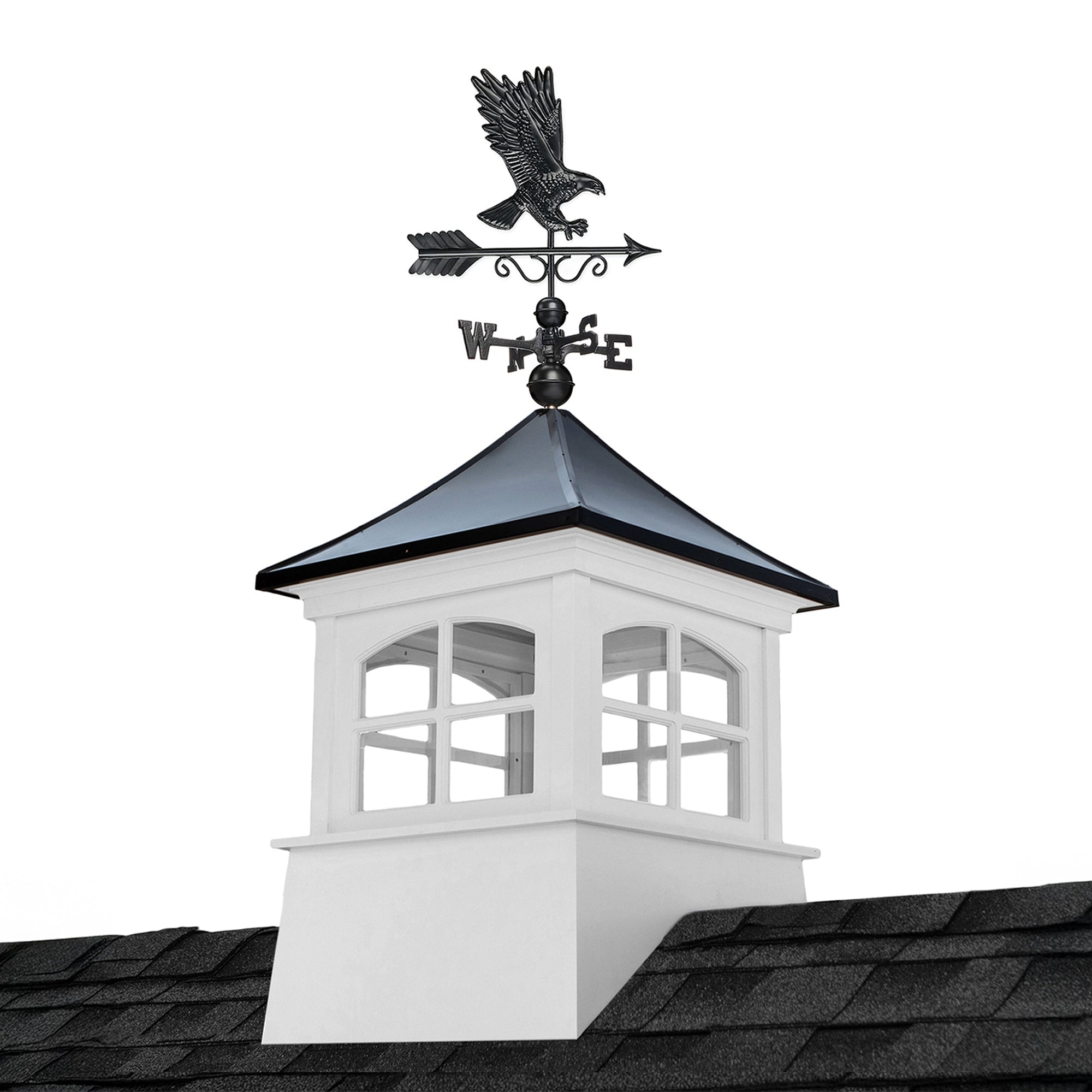 Windsor Vinyl Cupola Set – Black Aluminum Roof & Eagle - Good Directions