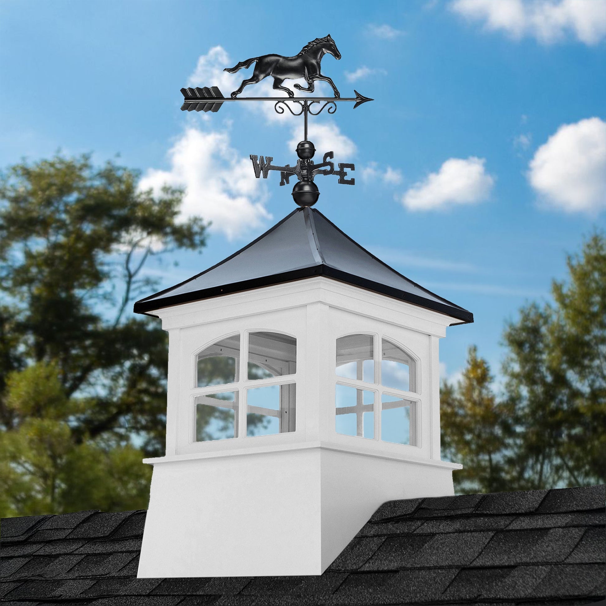 Windsor Vinyl Cupola Set – Black Aluminum Roof & Horse - Good Directions
