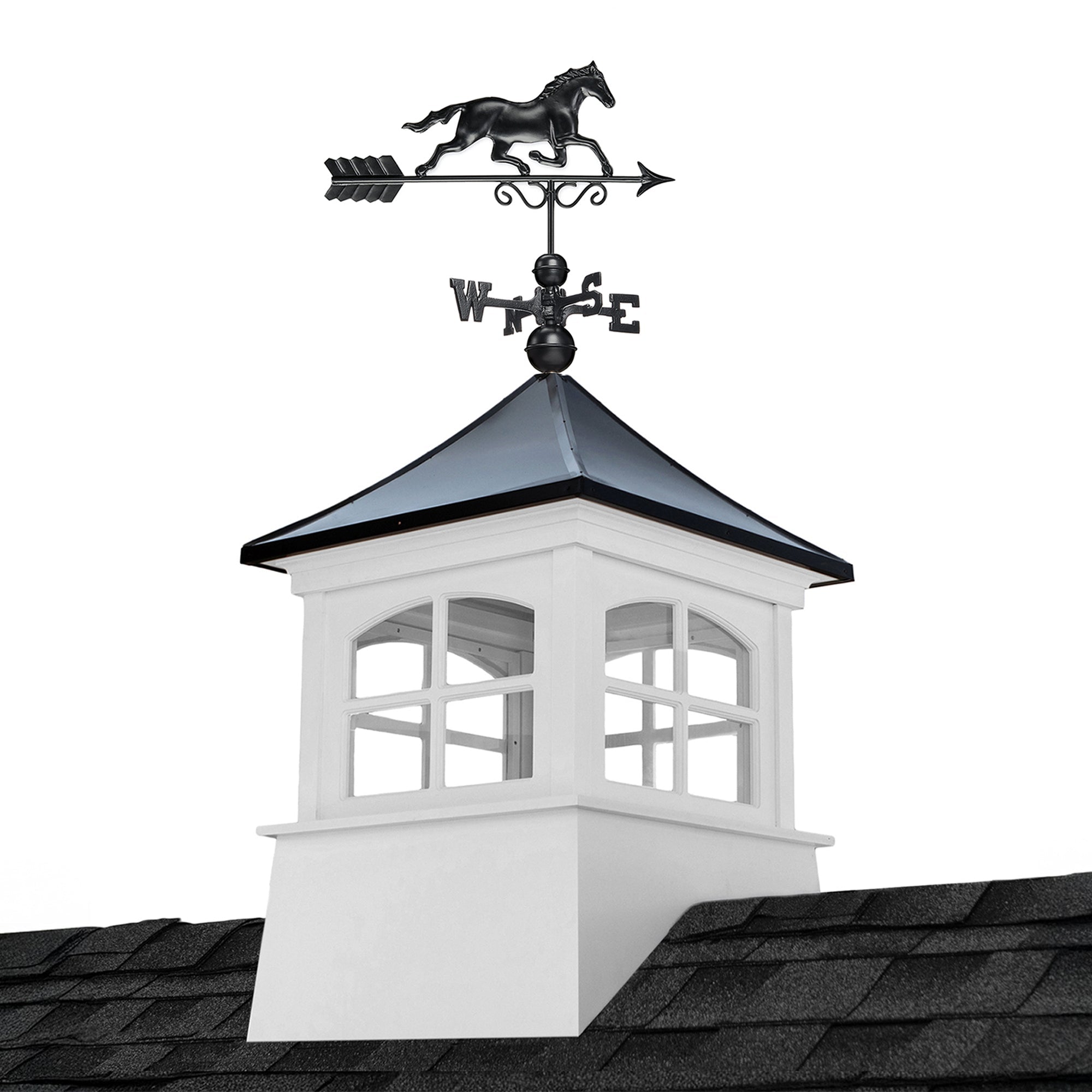 Windsor Vinyl Cupola Set – Black Aluminum Roof & Horse - Good Directions
