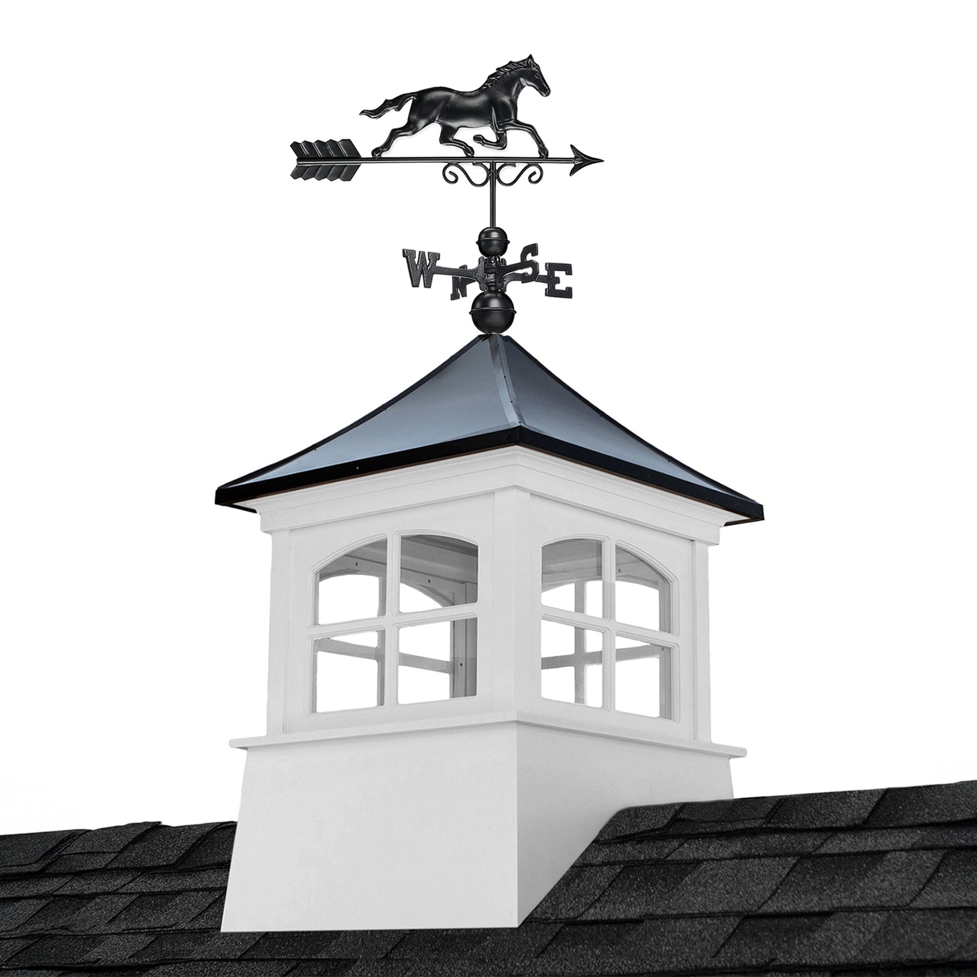 Windsor Vinyl Cupola Set – Black Aluminum Roof & Horse - Good Directions