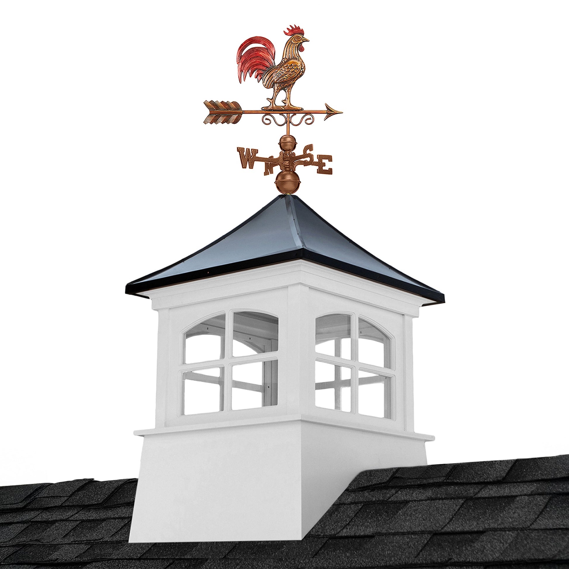 Windsor Vinyl Cupola Set – Black Aluminum Roof & Red Rooster - Good Directions