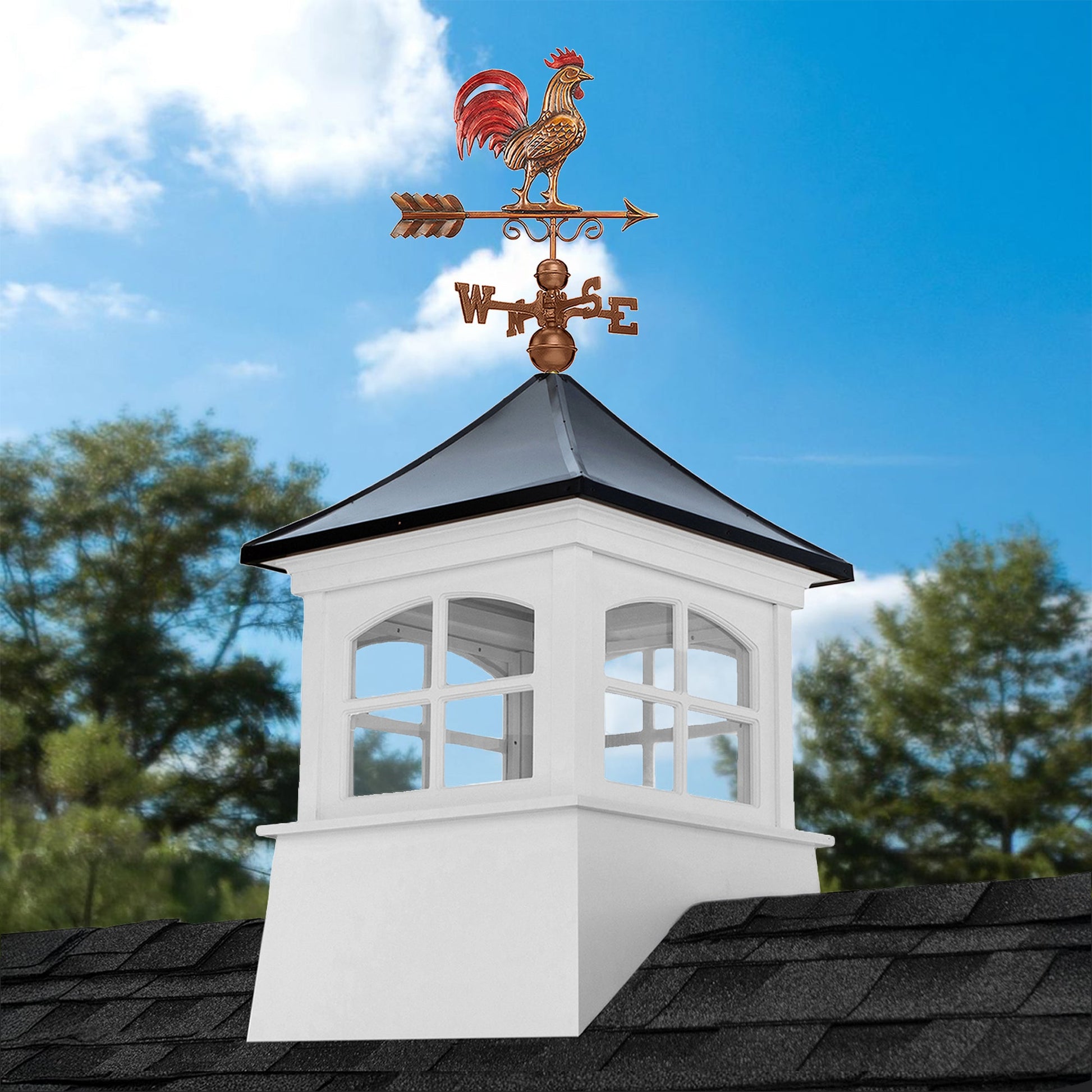 Windsor Vinyl Cupola Set – Black Aluminum Roof & Red Rooster - Good Directions