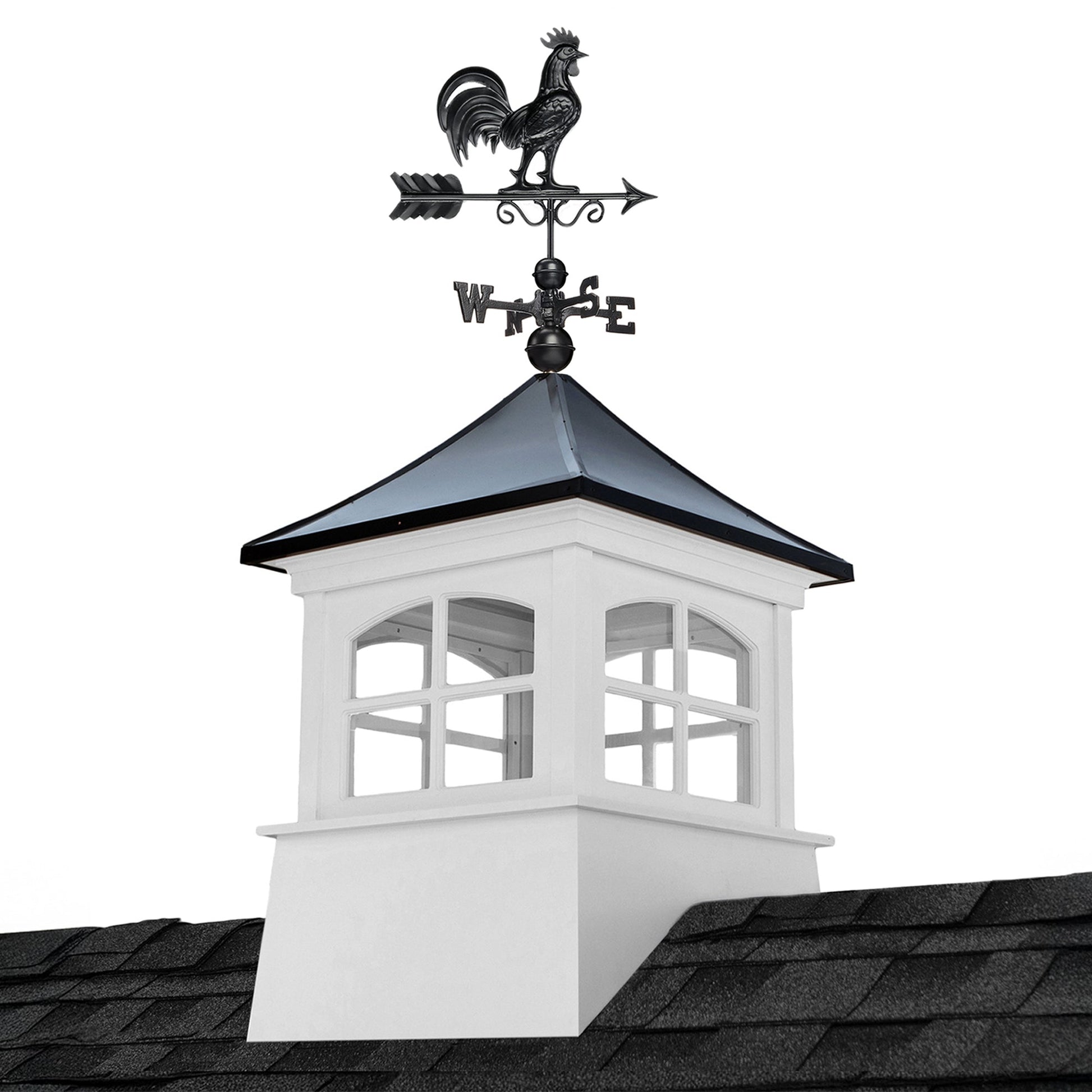 Windsor Vinyl Cupola Set – Black Aluminum Roof & Rooster - Good Directions