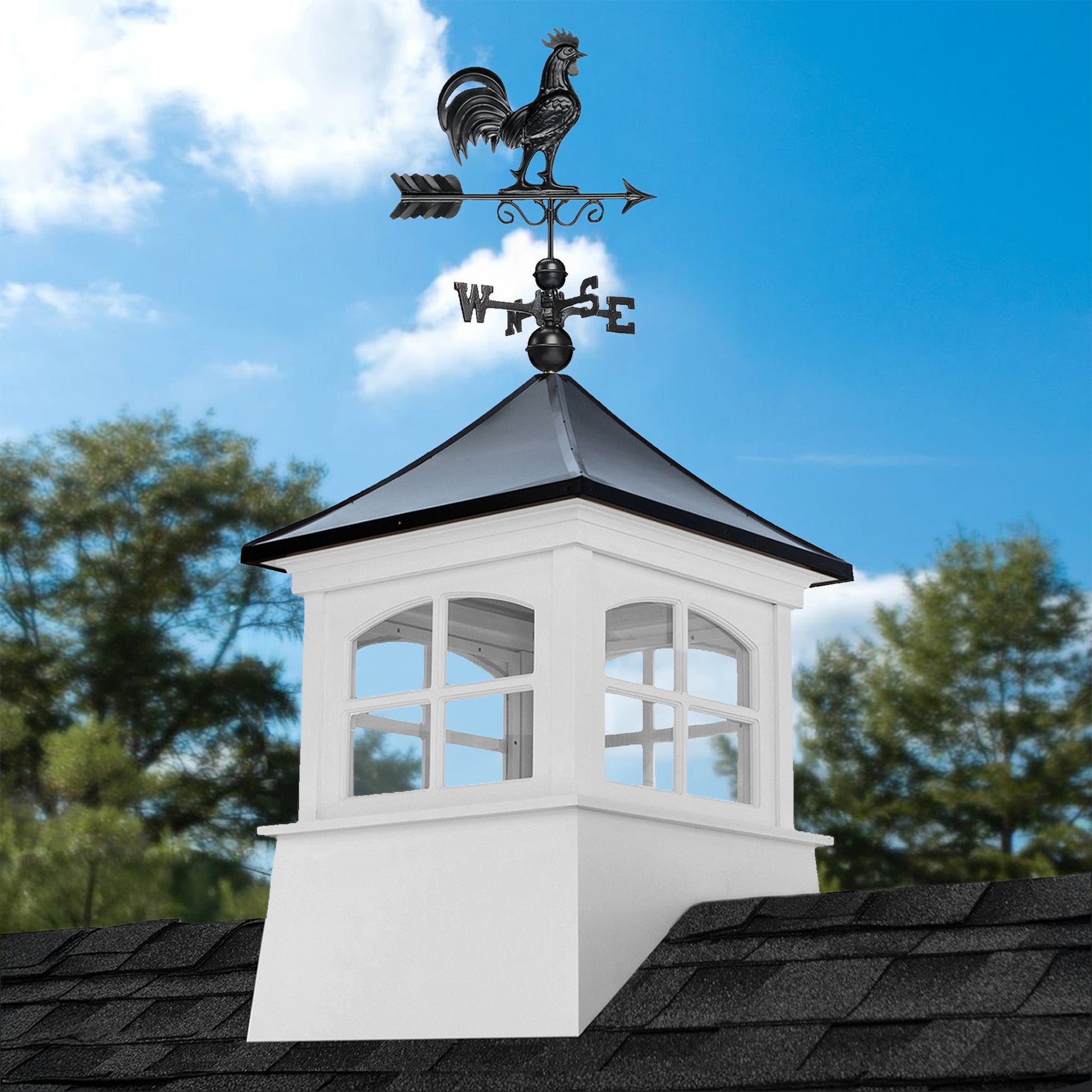 Windsor Vinyl Cupola Set – Black Aluminum Roof & Rooster - Good Directions