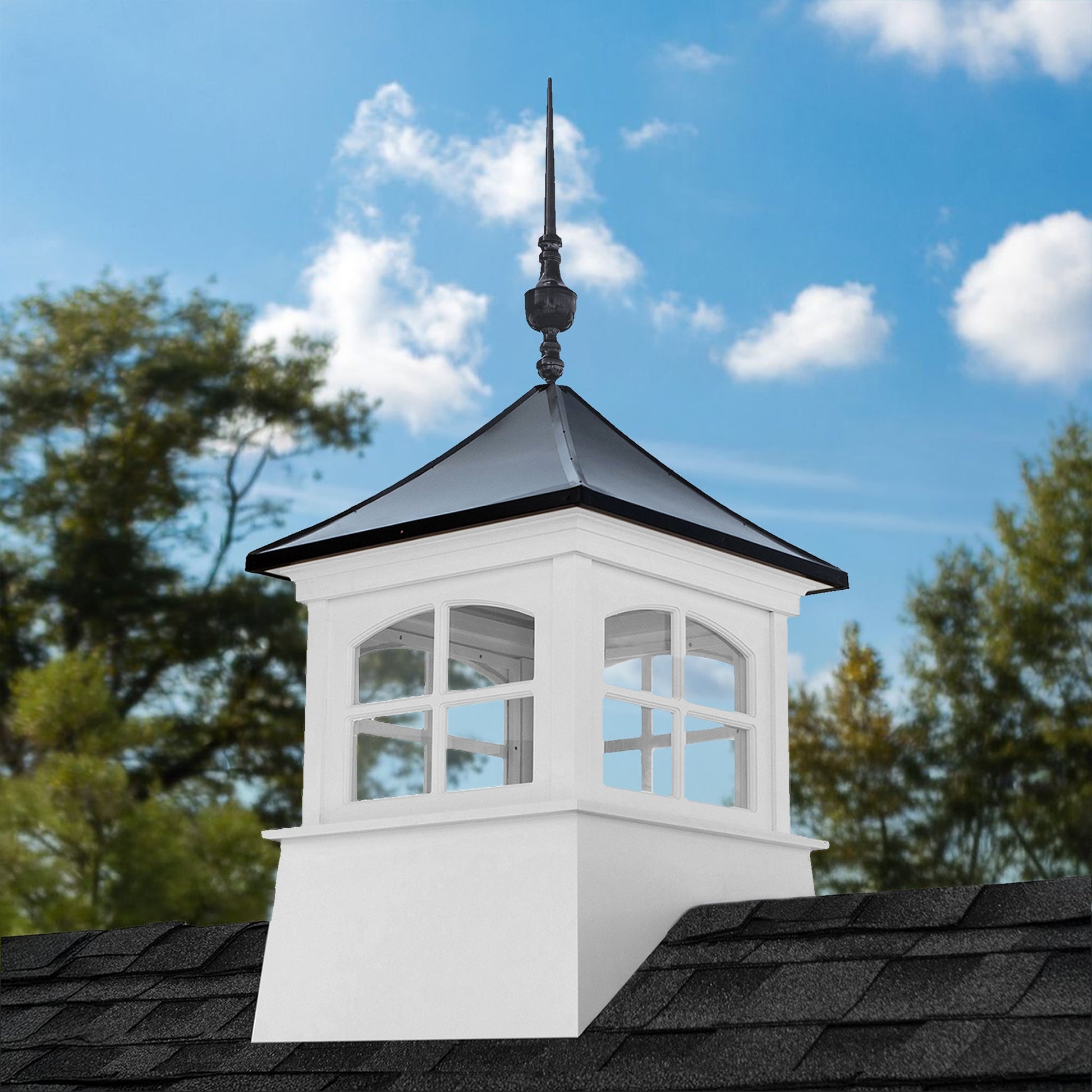 Windsor Vinyl Cupola Set – Black Aluminum Roof & Victoria Finial - Good Directions