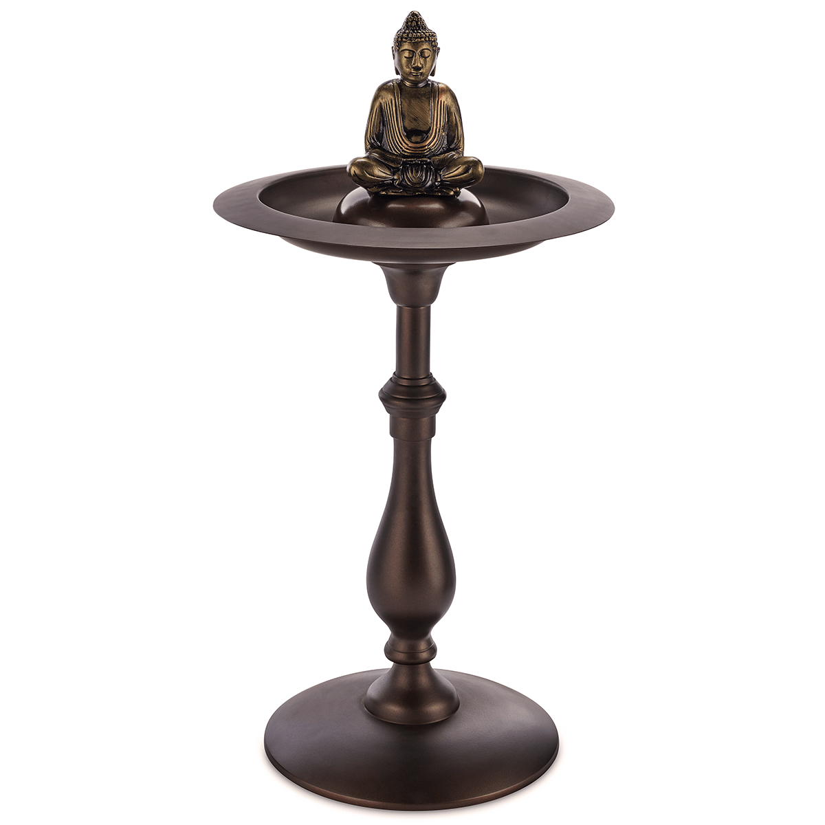 Classic Bronze Bird Bath Pedestal with Buddha - Good Directions