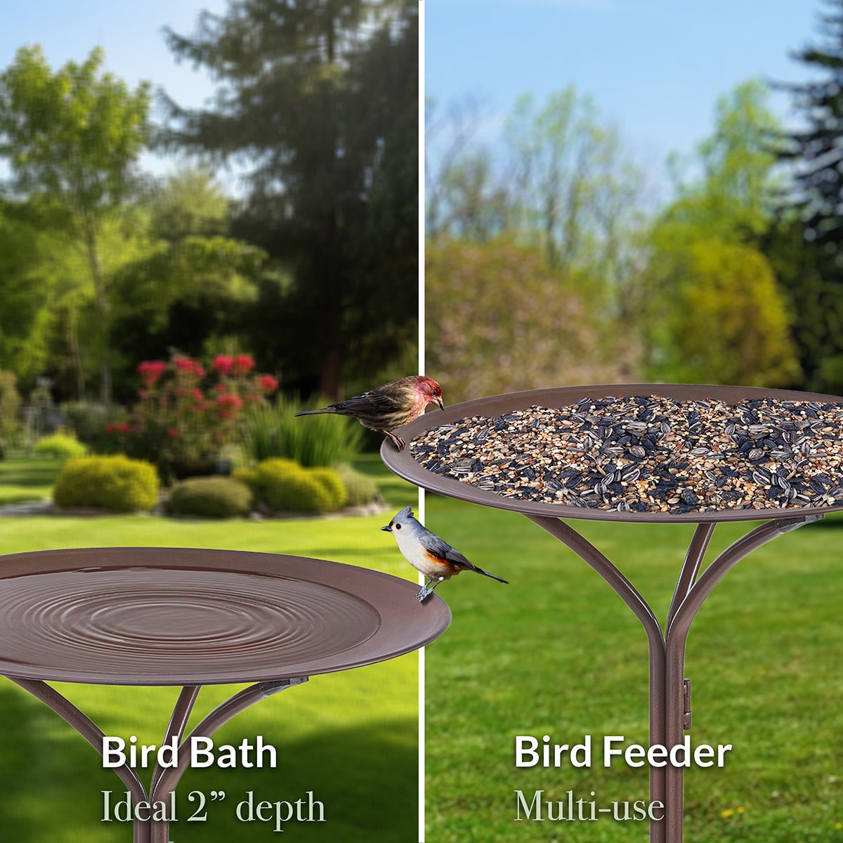 20” Rust Bird Bath with Stand - Good Directions