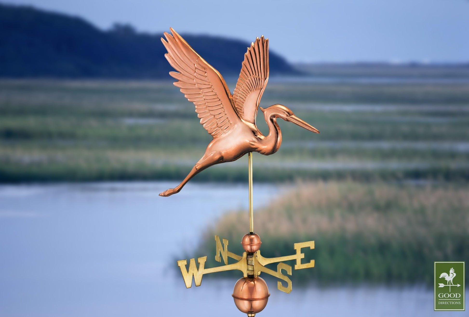 Graceful Blue Heron Weathervane - Good Directions