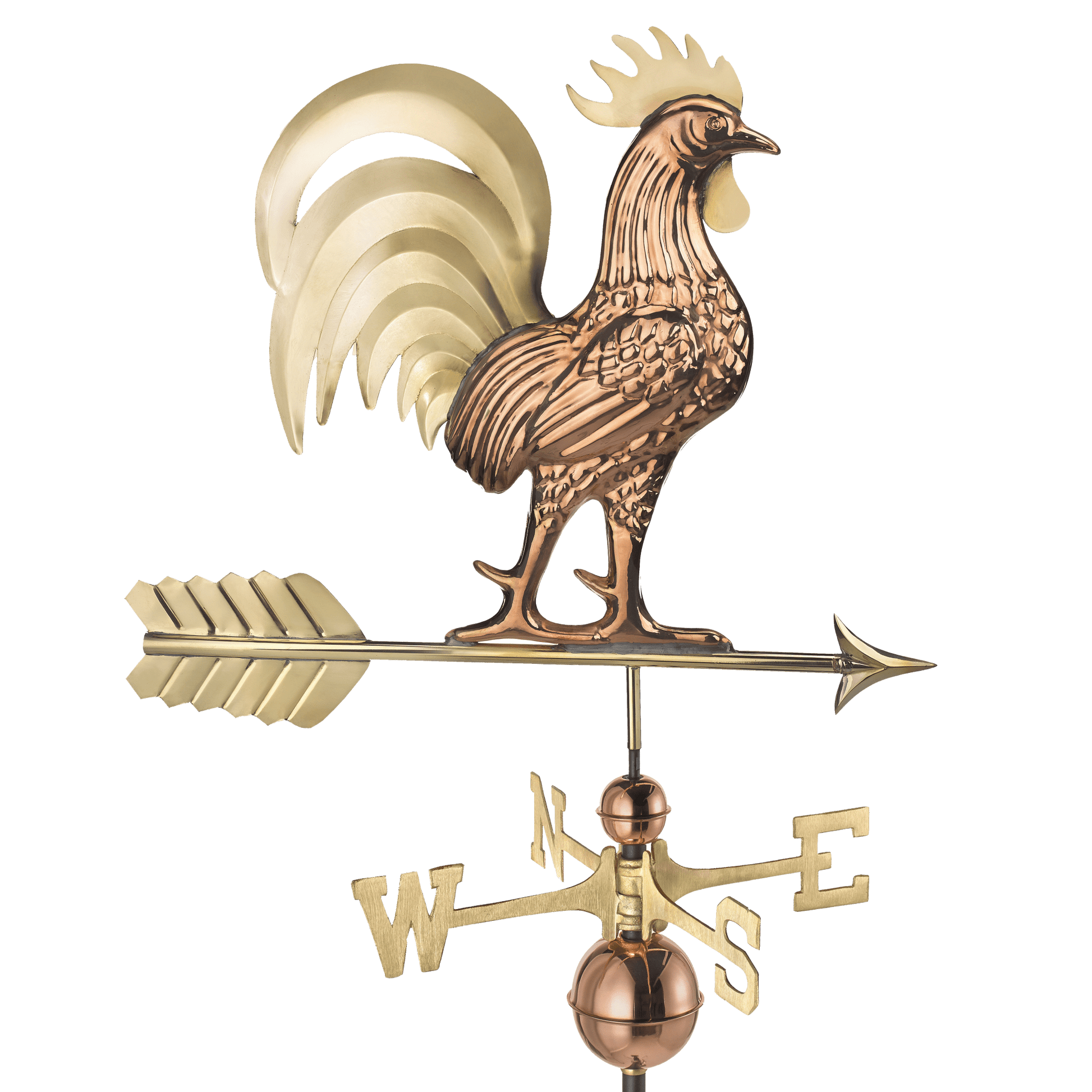 Proud Rooster Weathervane with Brass Accents - Good Directions
