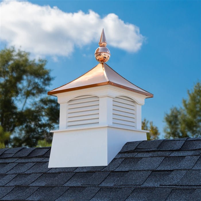 18" Square Coventry Vinyl Cupola with Avalon Finial - Good Directions