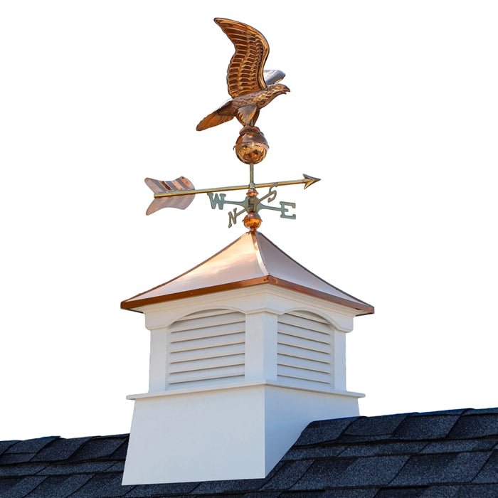 18" Square Coventry Vinyl Cupola with Eagle Weathervane - Good Directions